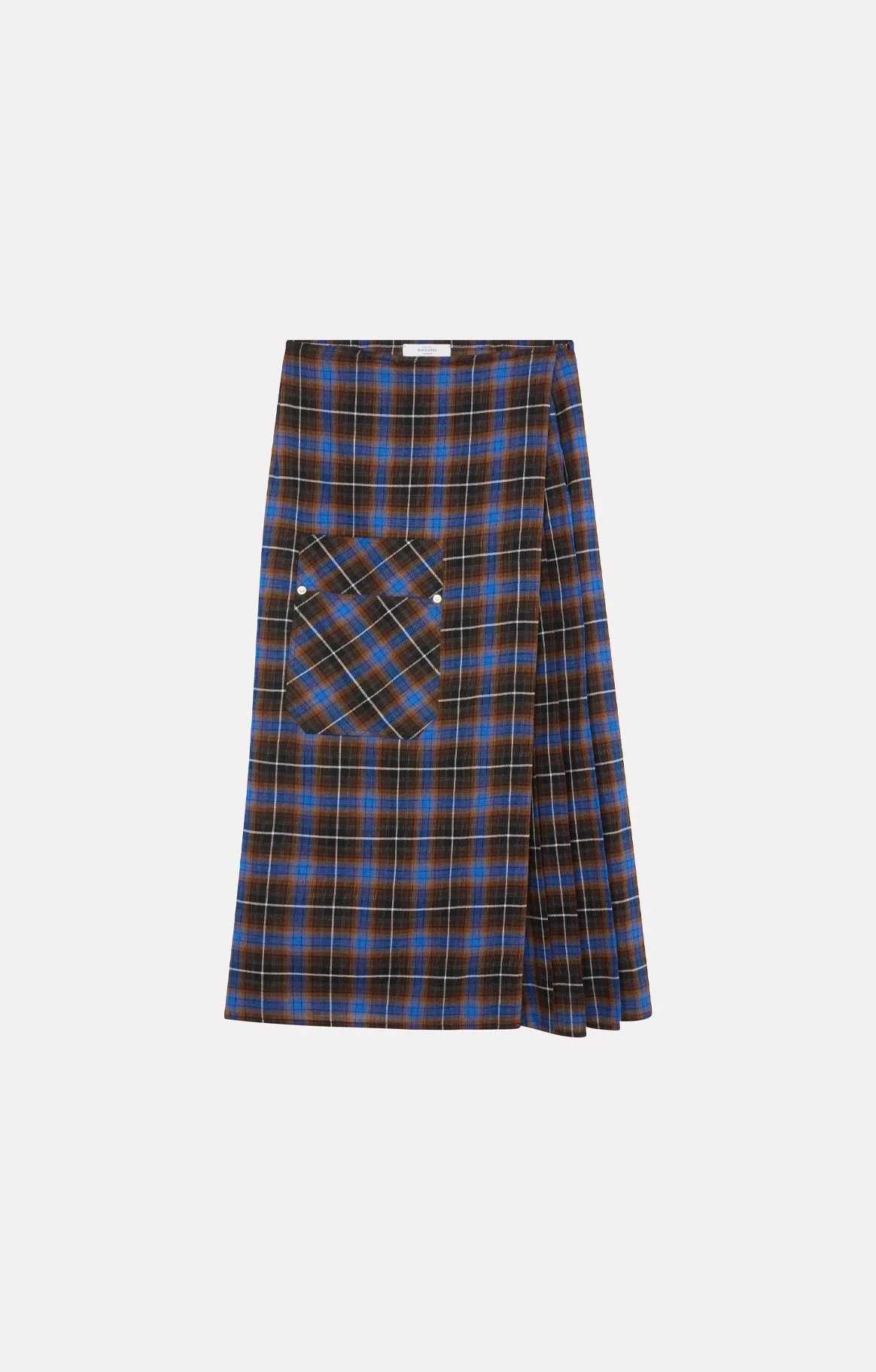 Roseanna | Vivi Kilt Skirt in Blue Check - Asymmetric Midi - Image 4