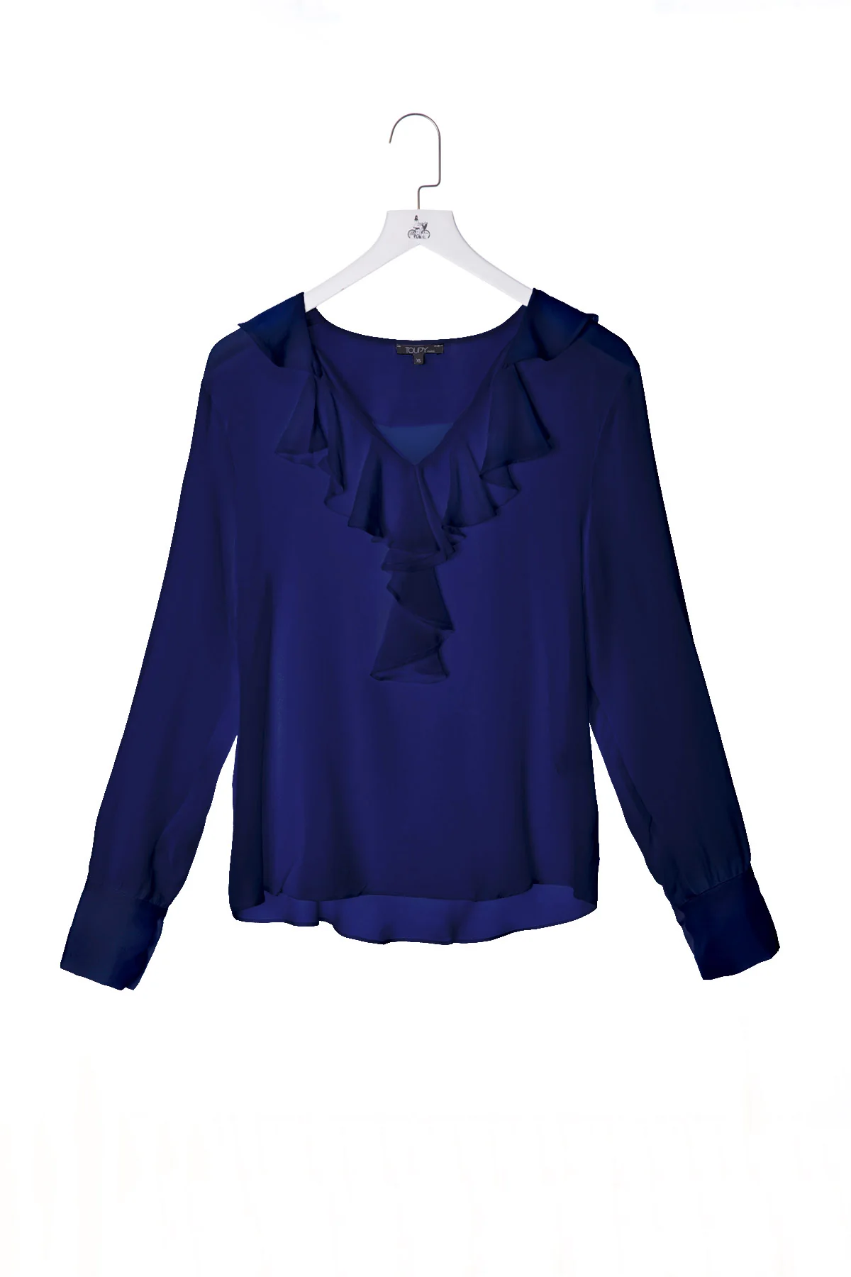 Toupy | Ruffled Silk Top - Cascading Front Pleats - Image 6