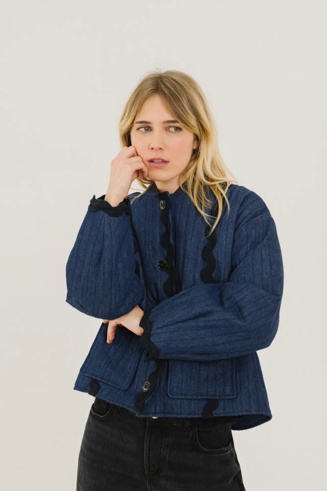 Sacrecoeur | Jay Denim Bomber Jacket - Indigo Bleu-Indigo - Image 2
