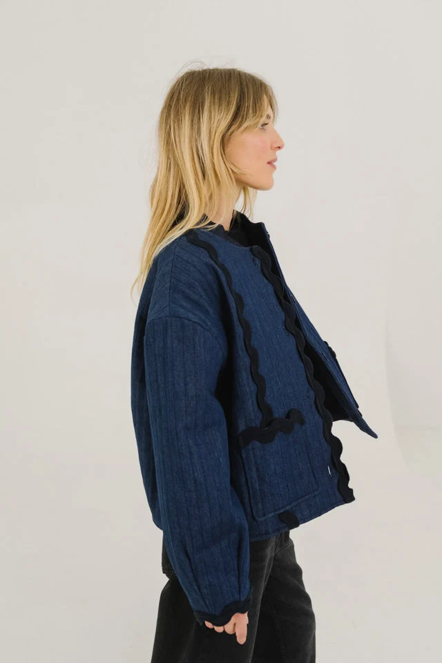 Sacrecoeur | Jay Denim Bomber Jacket - Indigo Bleu-Indigo - Image 4