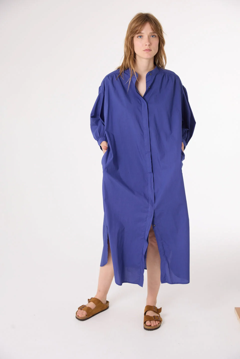 Sacrecoeur | Monica Shirt Dress in Navy Cotton Poplin Bleu - Image 2