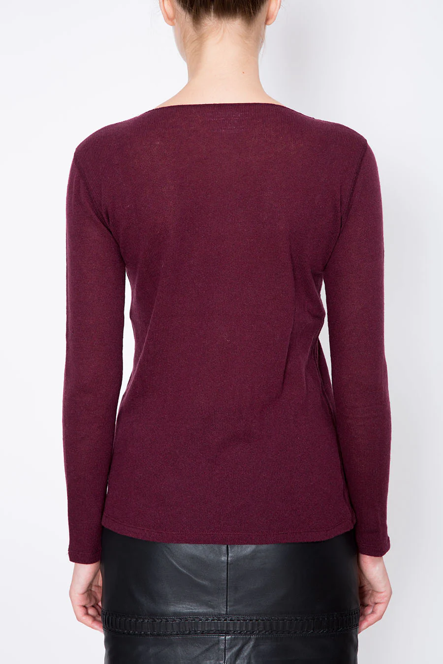 Majestic | Sail Neck Cashmere T-Shirt - Deep Red - Image 3