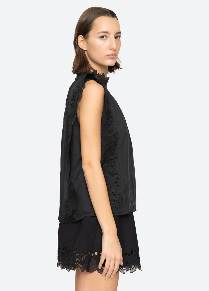 Sea NY | Eleannora Embroidered Sleeveless Top - Black - Image 4