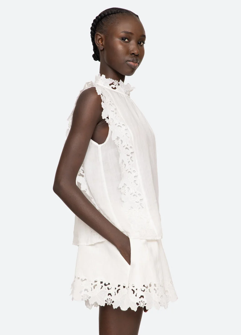 Sea NY | Eleannora Embroidered Sleeveless Top - White - Image 3