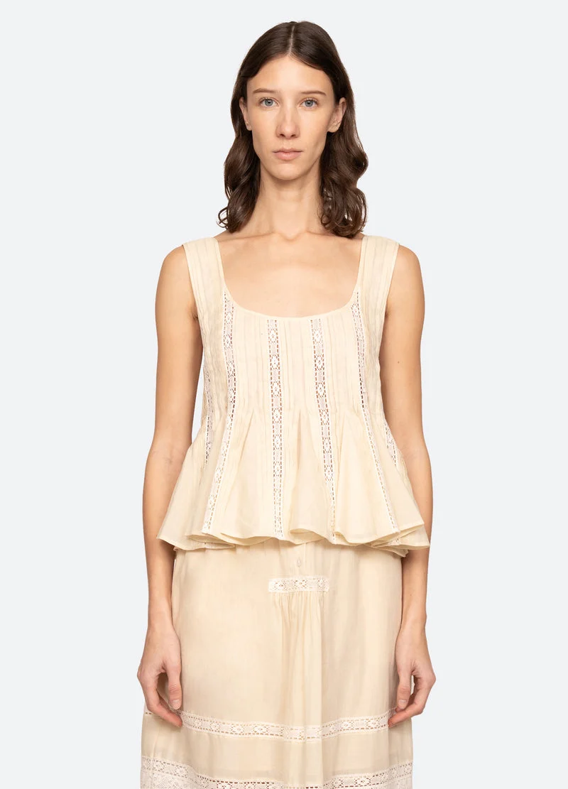Sea NY | Pippa Square-Neck Sleeveless Top in Cream - Image 5