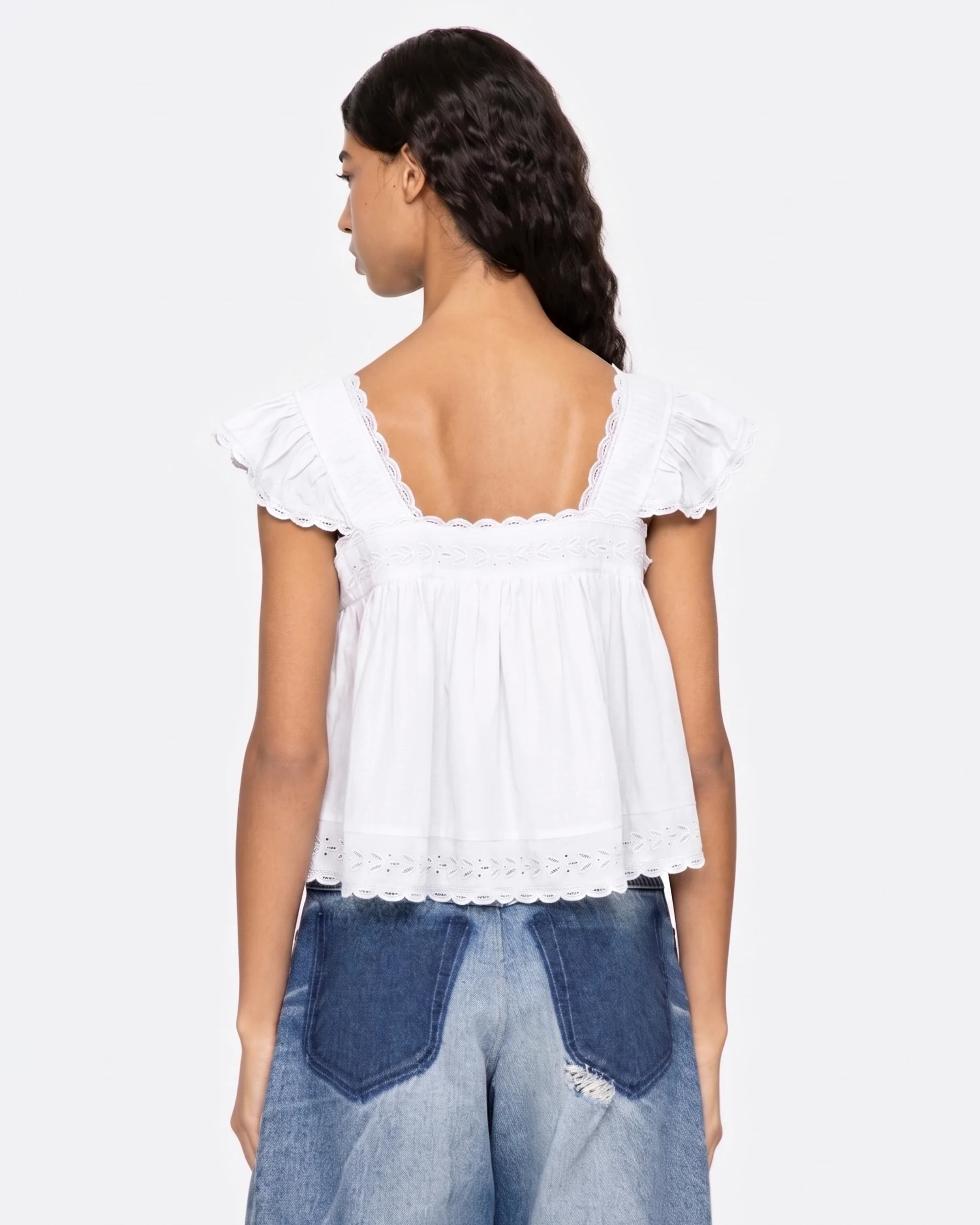 Sea NY | Eliza Flutter Sleeve Cropped Top - White - Image 2