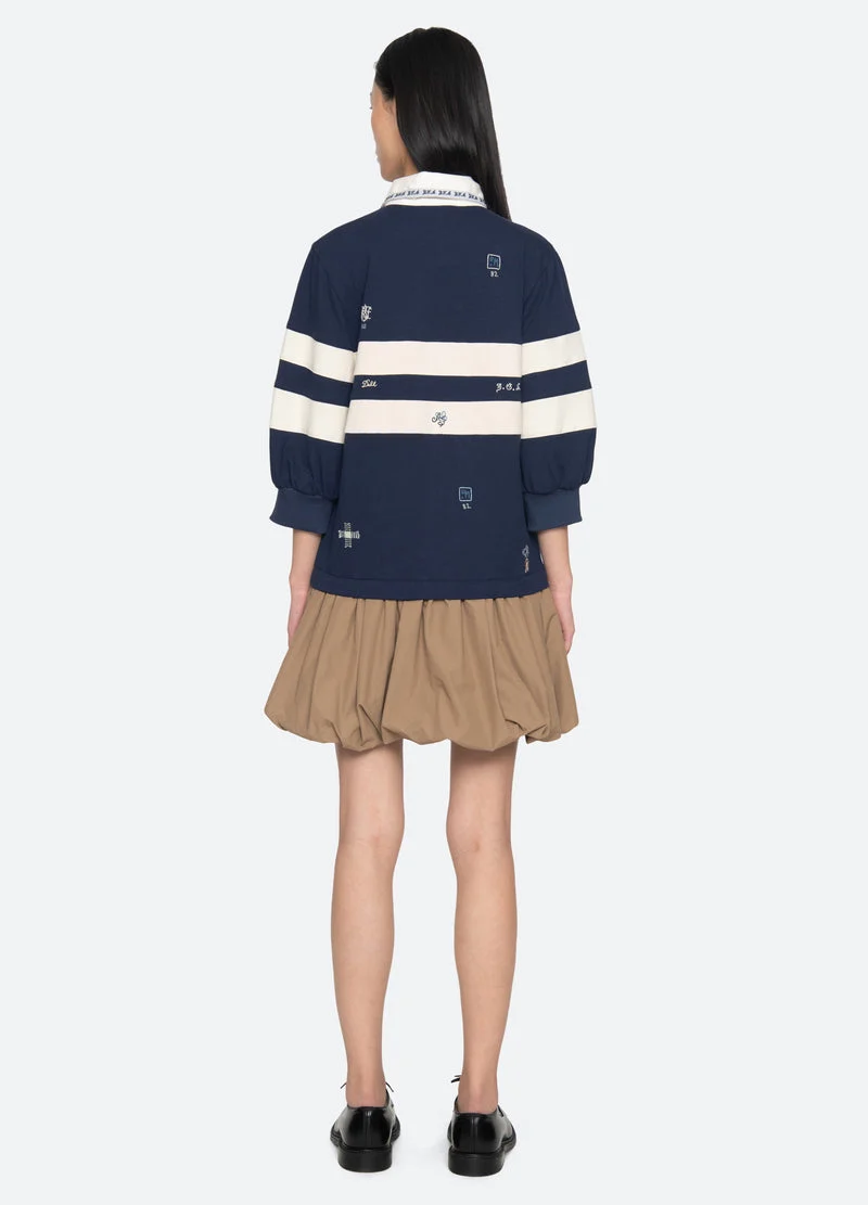 Sea NY | Claira Embroidered Rugby Bubble Hem Dress Multi - Image 3