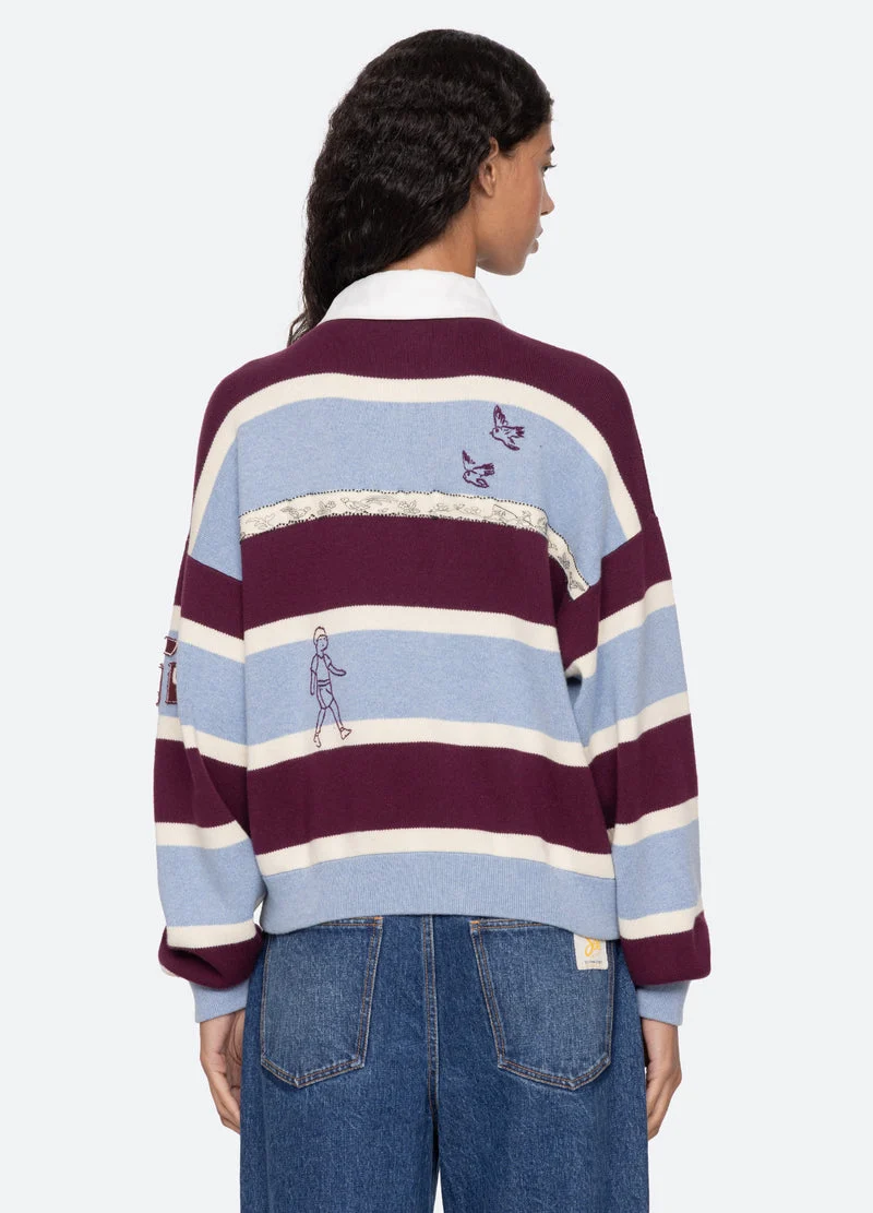 Sea NY | Hester Embroidered Rugby Sweater - Oversized Cotton Cashmere Multi - Image 3