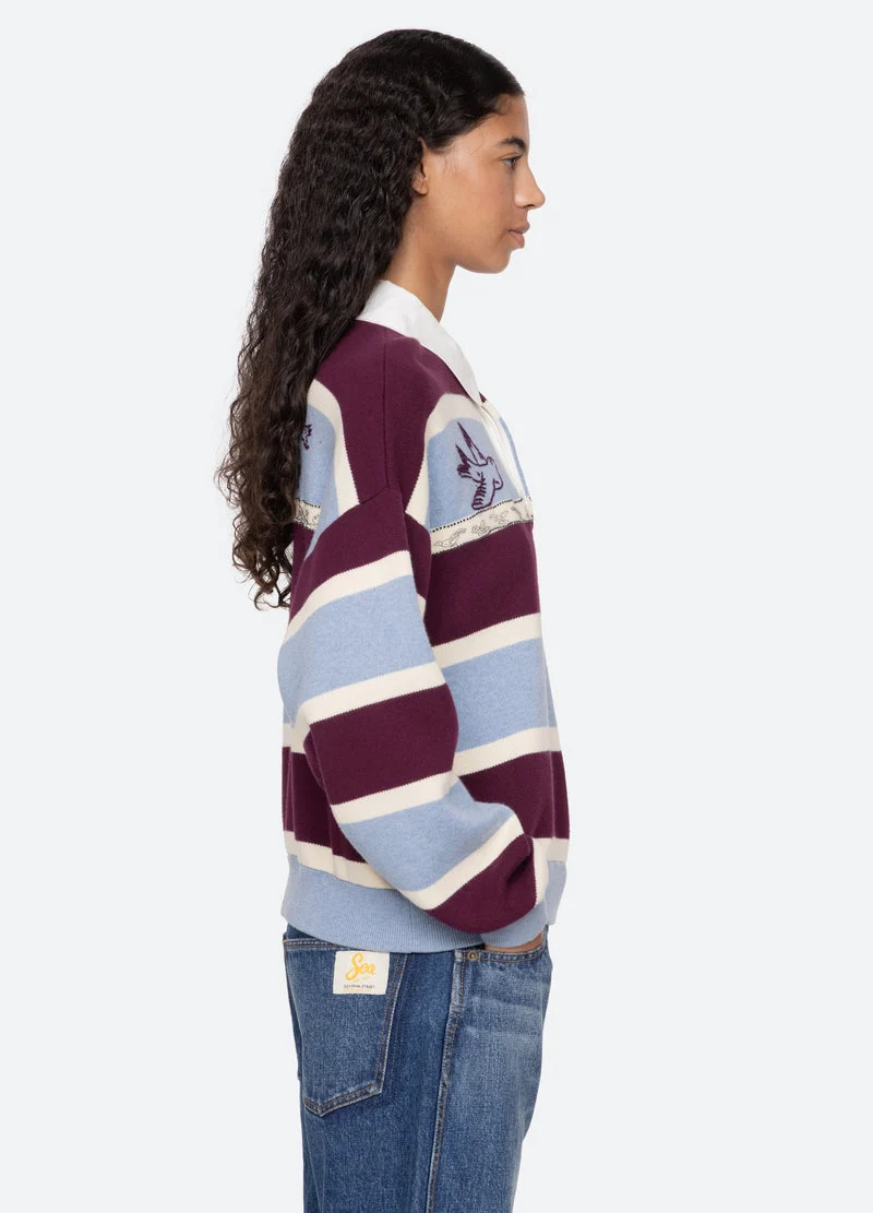 Sea NY | Hester Embroidered Rugby Sweater - Oversized Cotton Cashmere Multi - Image 4