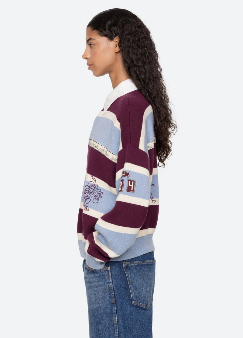 Sea NY | Hester Embroidered Rugby Sweater - Oversized Cotton Cashmere Multi - Image 5