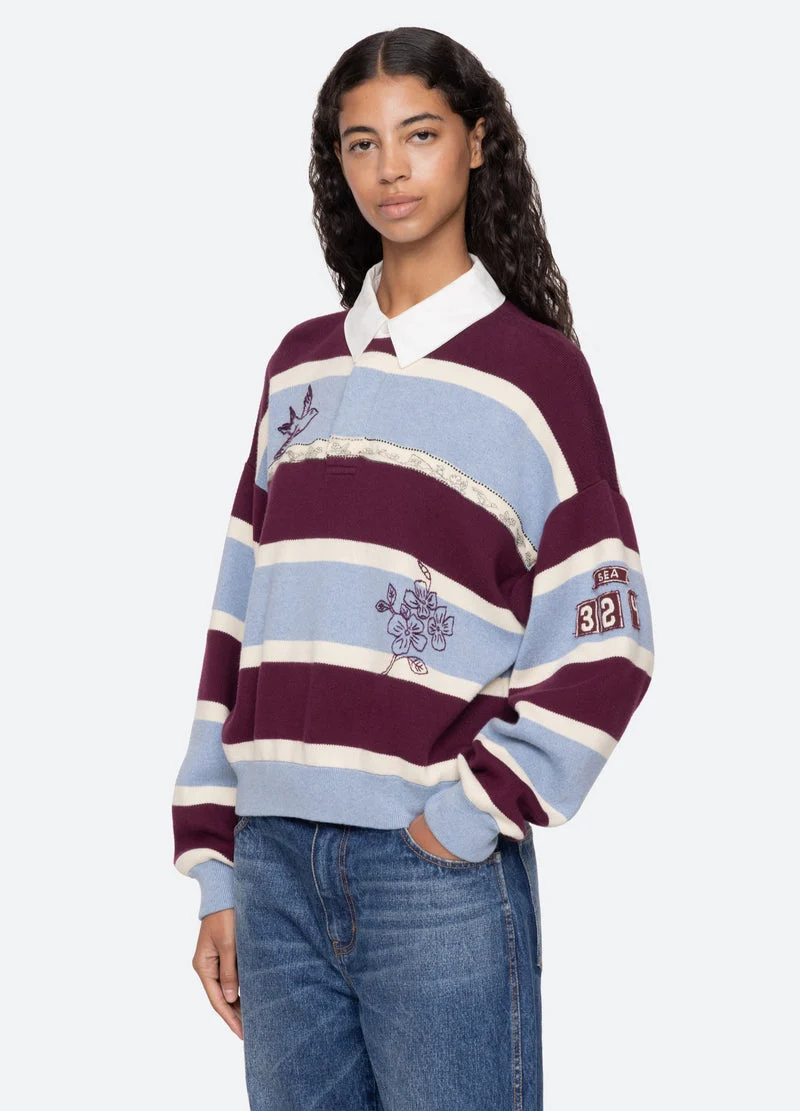 Sea NY | Hester Embroidered Rugby Sweater - Oversized Cotton Cashmere Multi - Image 6