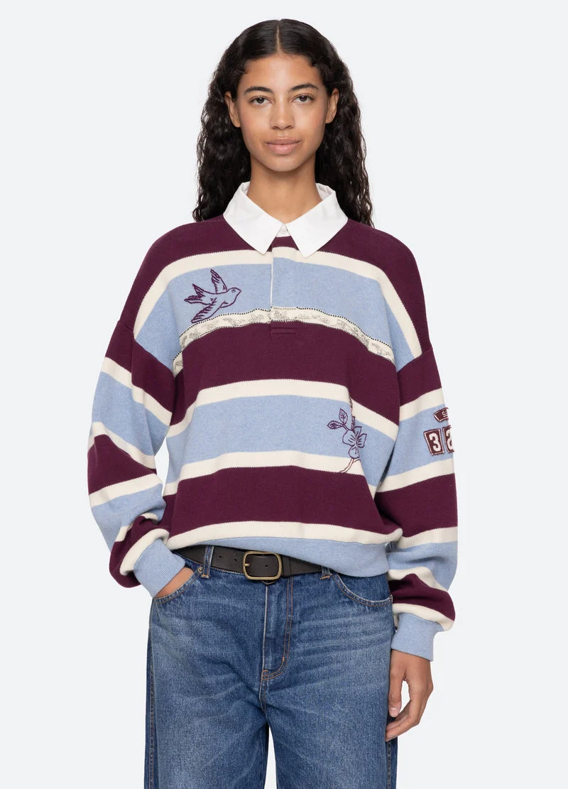 Sea NY | Hester Embroidered Rugby Sweater - Oversized Cotton Cashmere Multi - Image 7