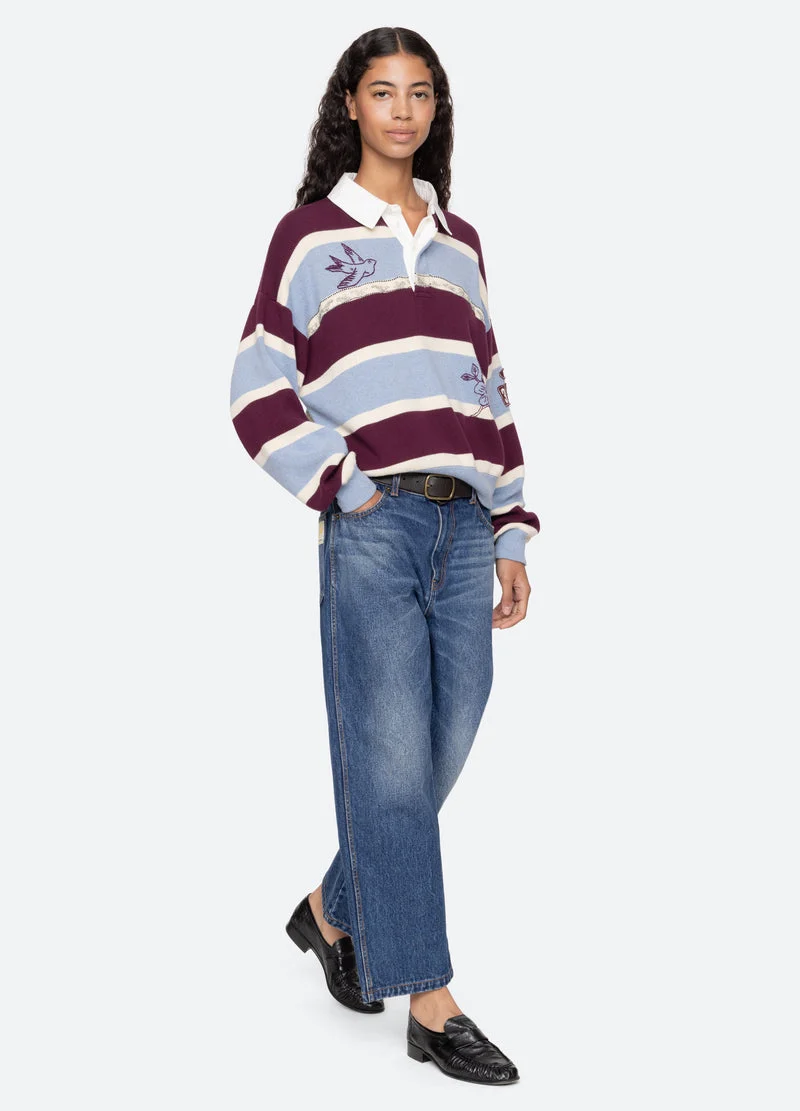 Sea NY | Hester Embroidered Rugby Sweater - Oversized Cotton Cashmere Multi - Image 8