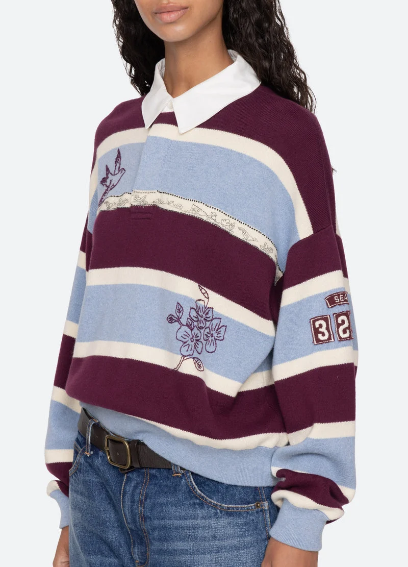 Sea NY | Hester Embroidered Rugby Sweater - Oversized Cotton Cashmere Multi - Image 9