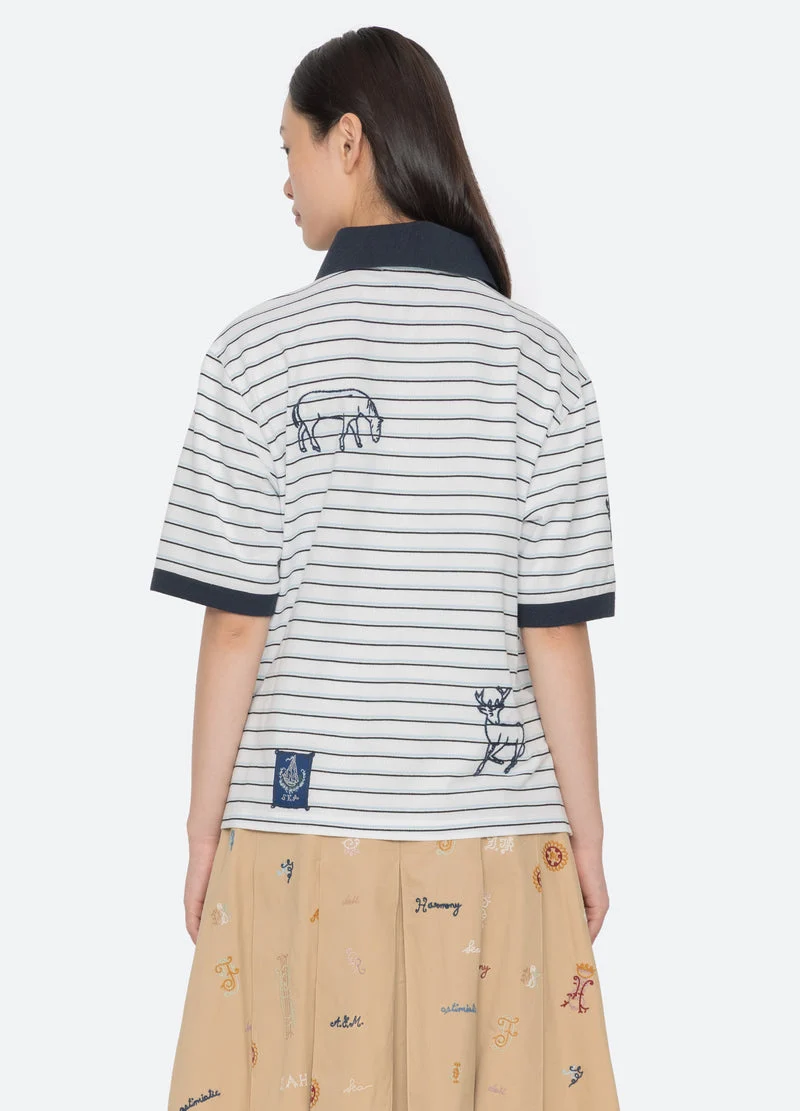 Sea NY | Winslow Embroidered Cotton Polo - White - Image 3