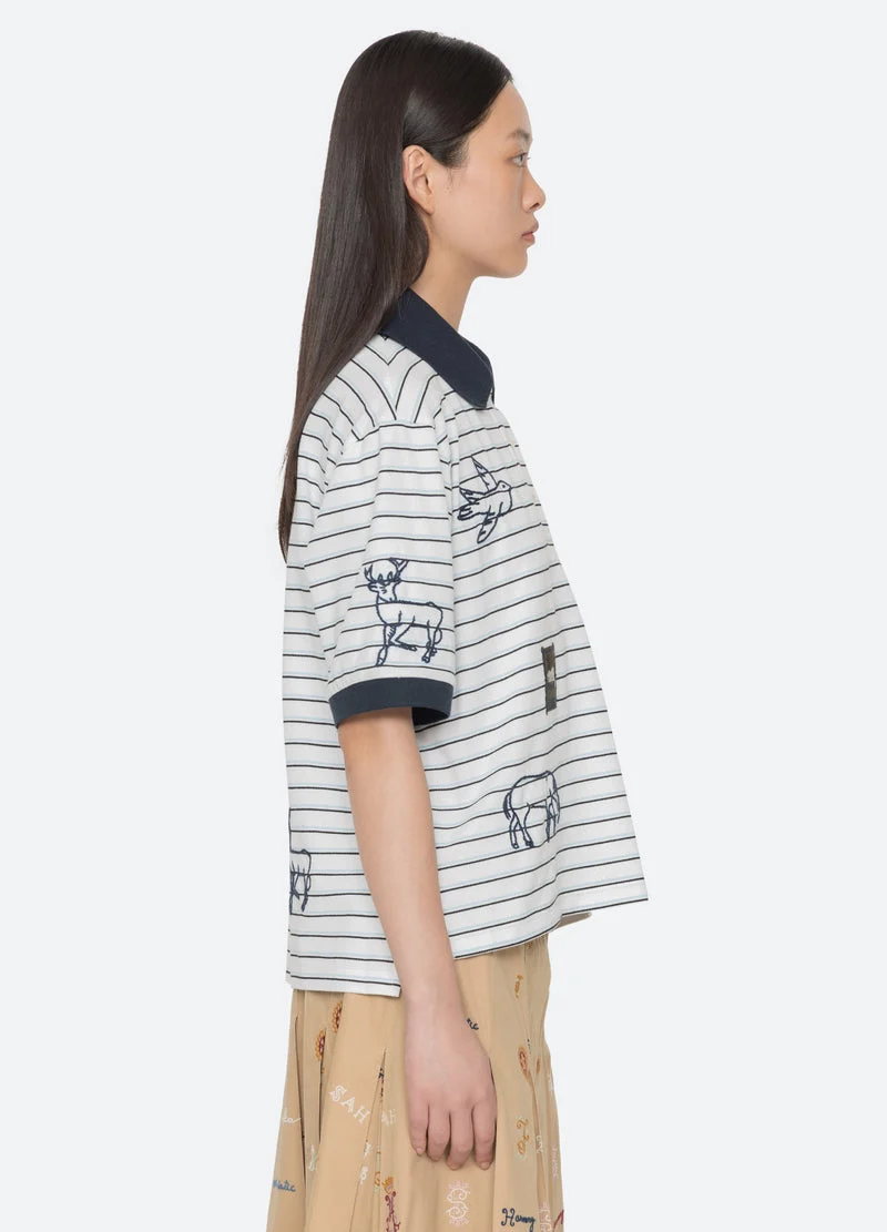 Sea NY | Winslow Embroidered Cotton Polo - White - Image 4