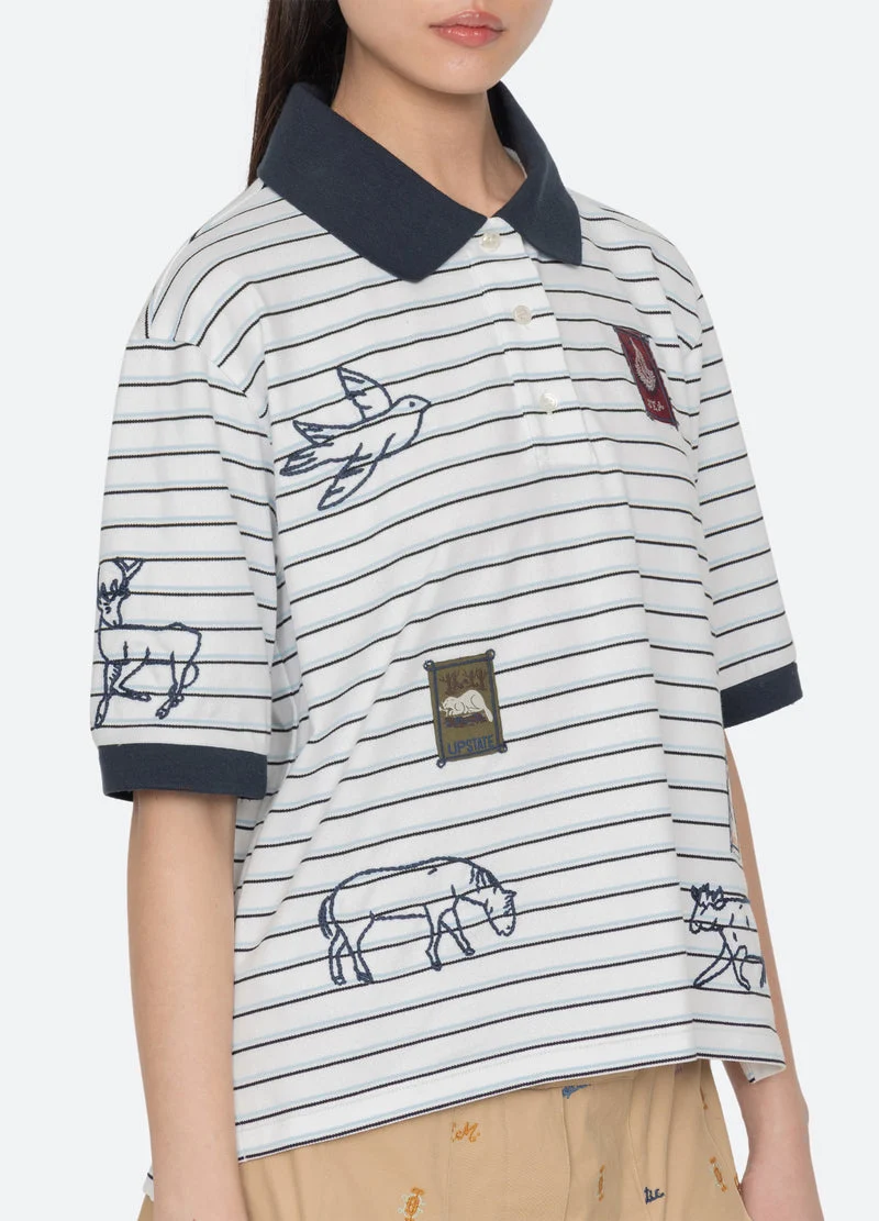 Sea NY | Winslow Embroidered Cotton Polo - White - Image 7