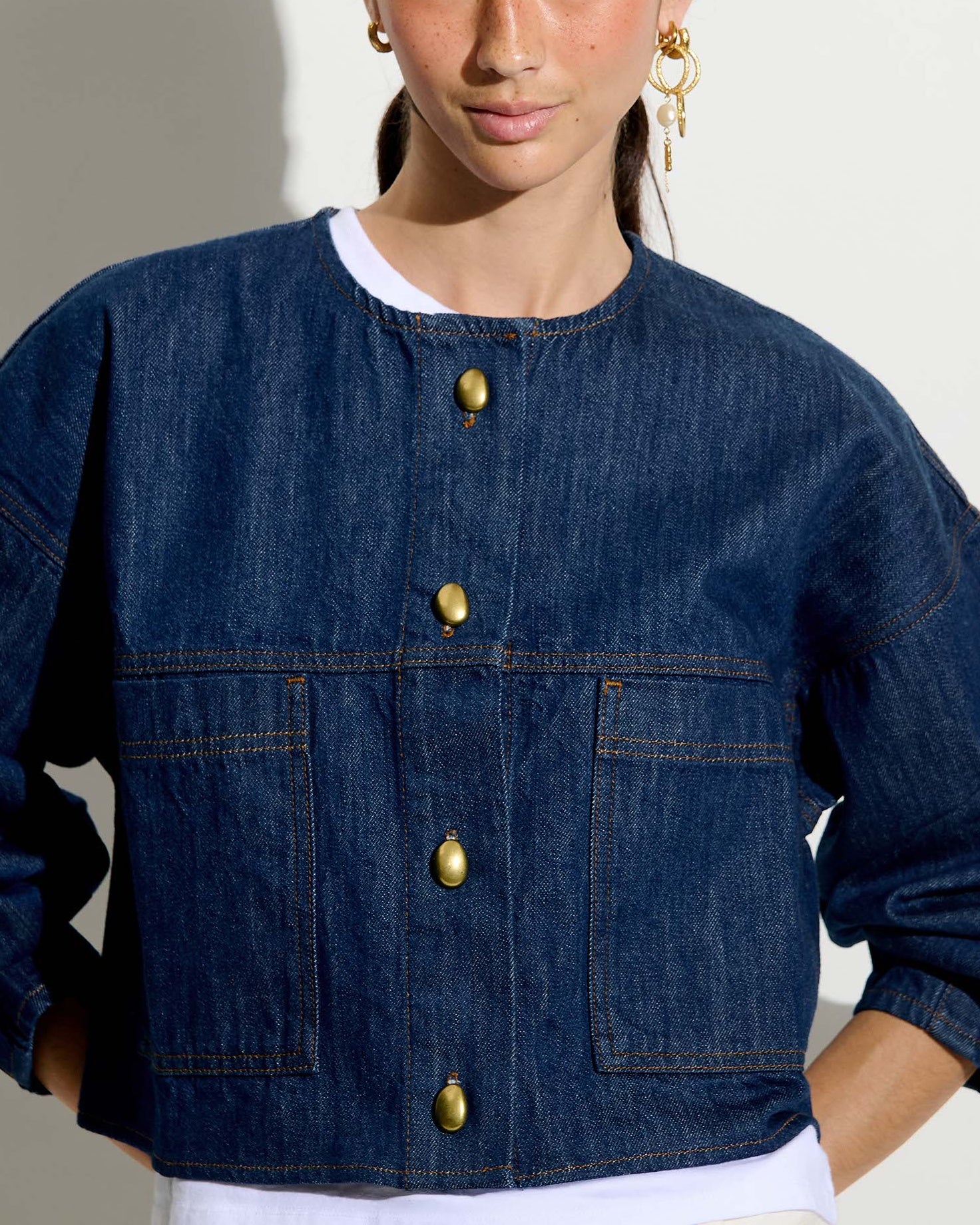 Sessun | Cropped Denim Jacket Almodiva - Indigo Wash Seventy-Blue - Image 3