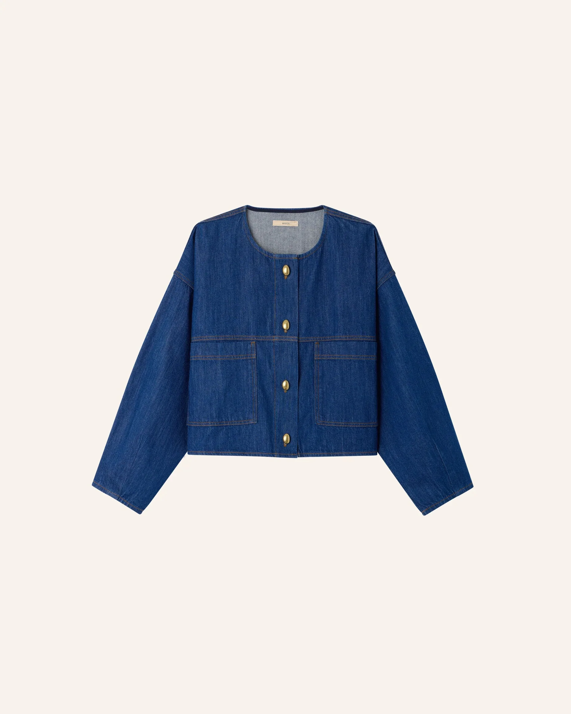 Sessun | Cropped Denim Jacket Almodiva - Indigo Wash Seventy-Blue - Image 9