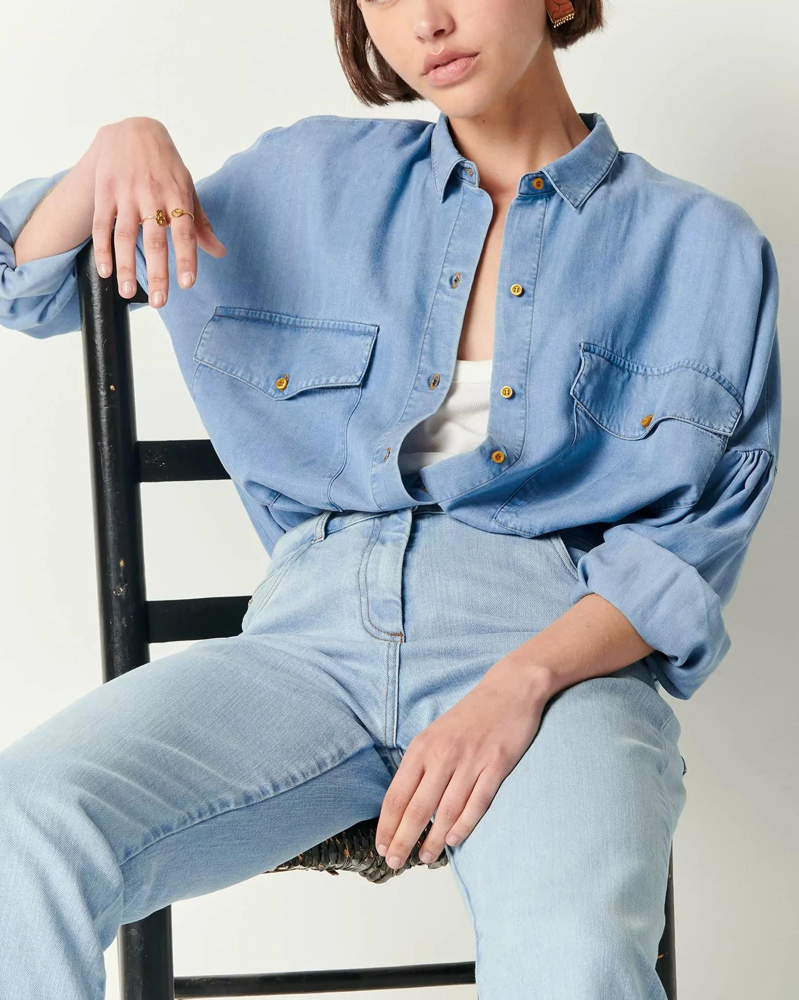 Sessun | Bleached Chambray Denim Shirt - Botania Loose Fit Provencia-Blue - Image 3