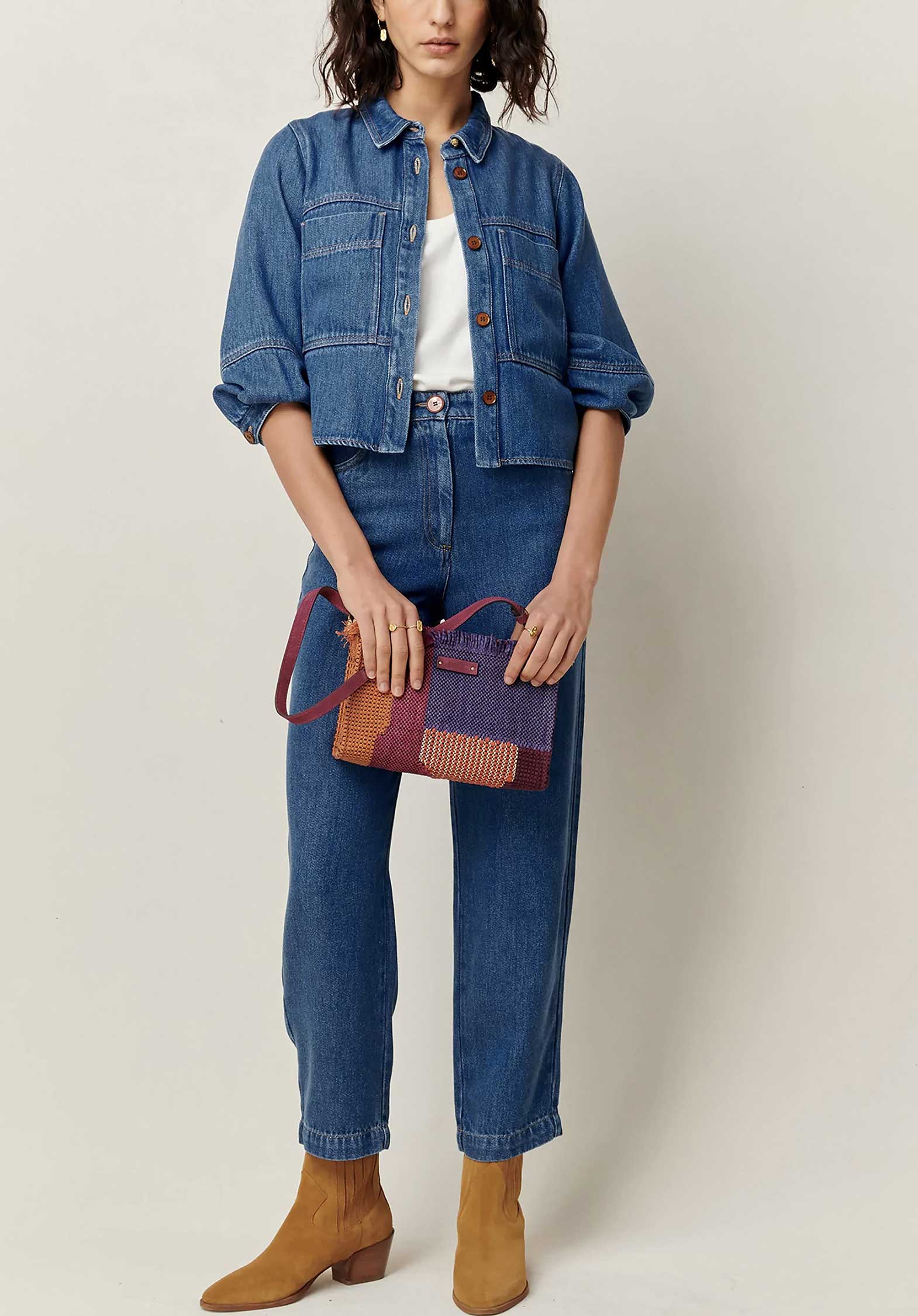 Sessun | Denim Shirt Leone - Balloon Sleeve Overshirt in Blue Denim-Blue - Image 4