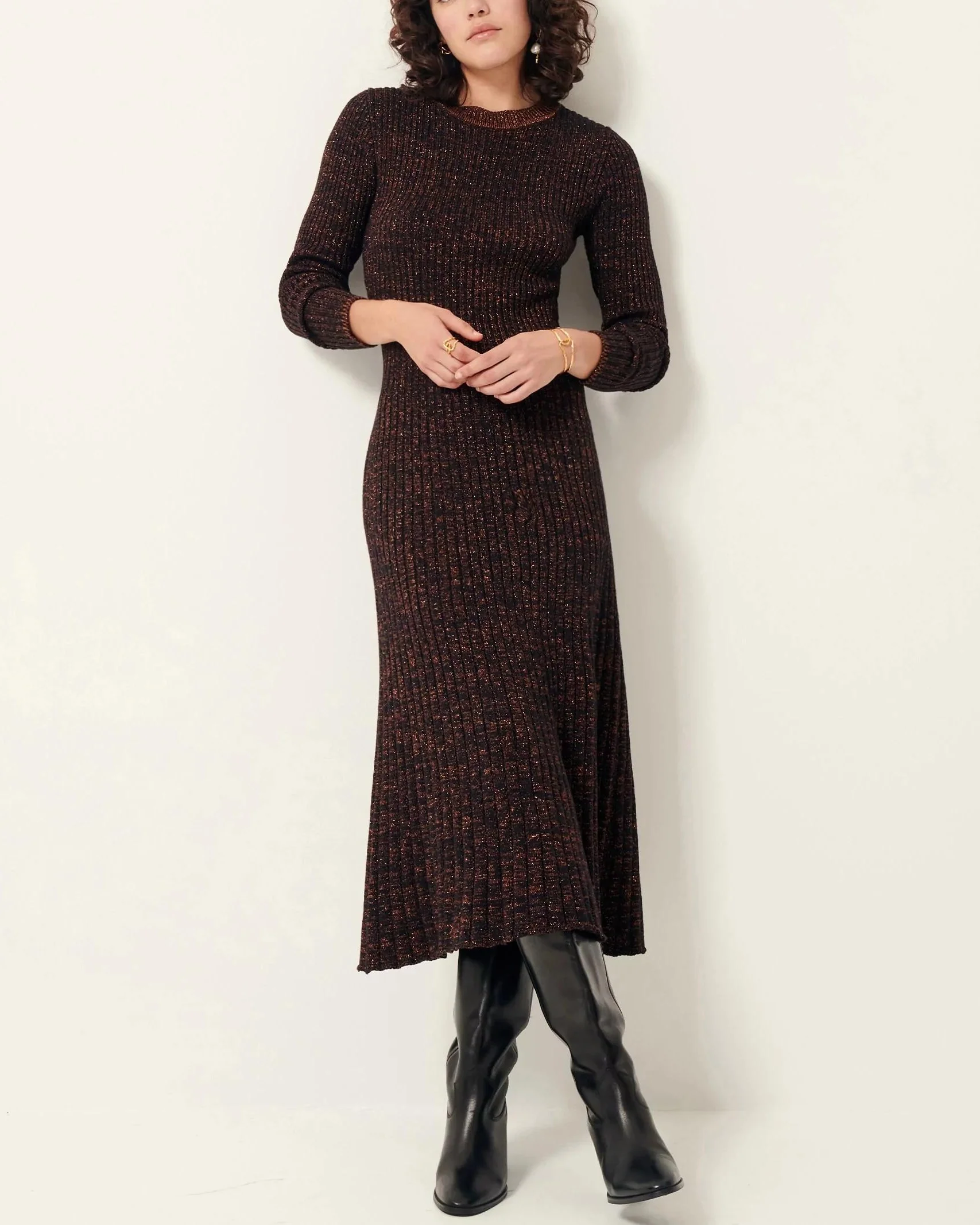 Sessun | Maniluz Pleated Knit Dress - Blue Orient-Night