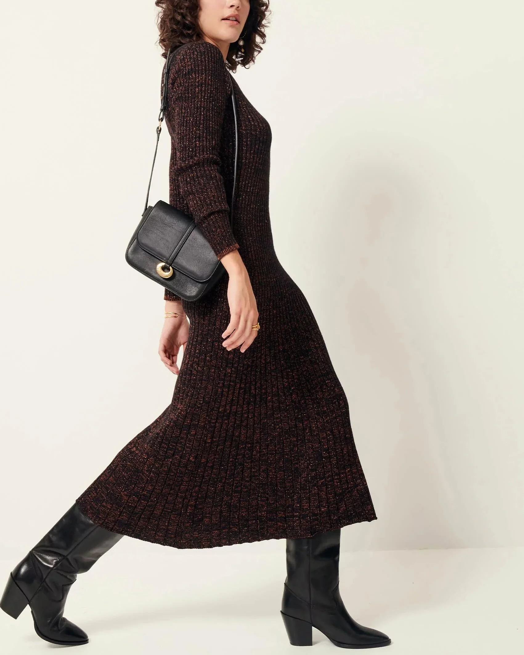 Sessun | Maniluz Pleated Knit Dress - Blue Orient-Night - Image 4