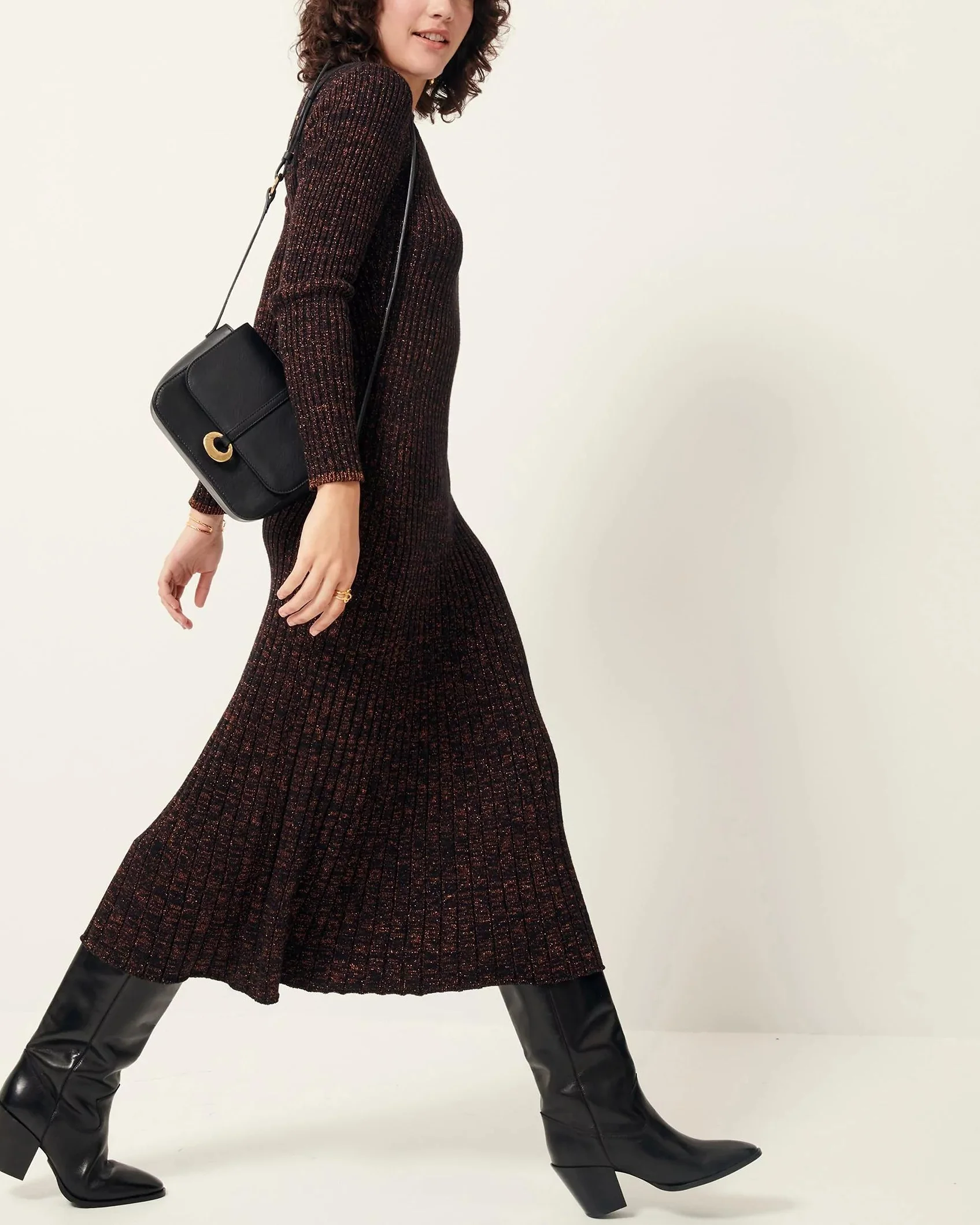 Sessun | Maniluz Pleated Knit Dress - Blue Orient-Night - Image 6