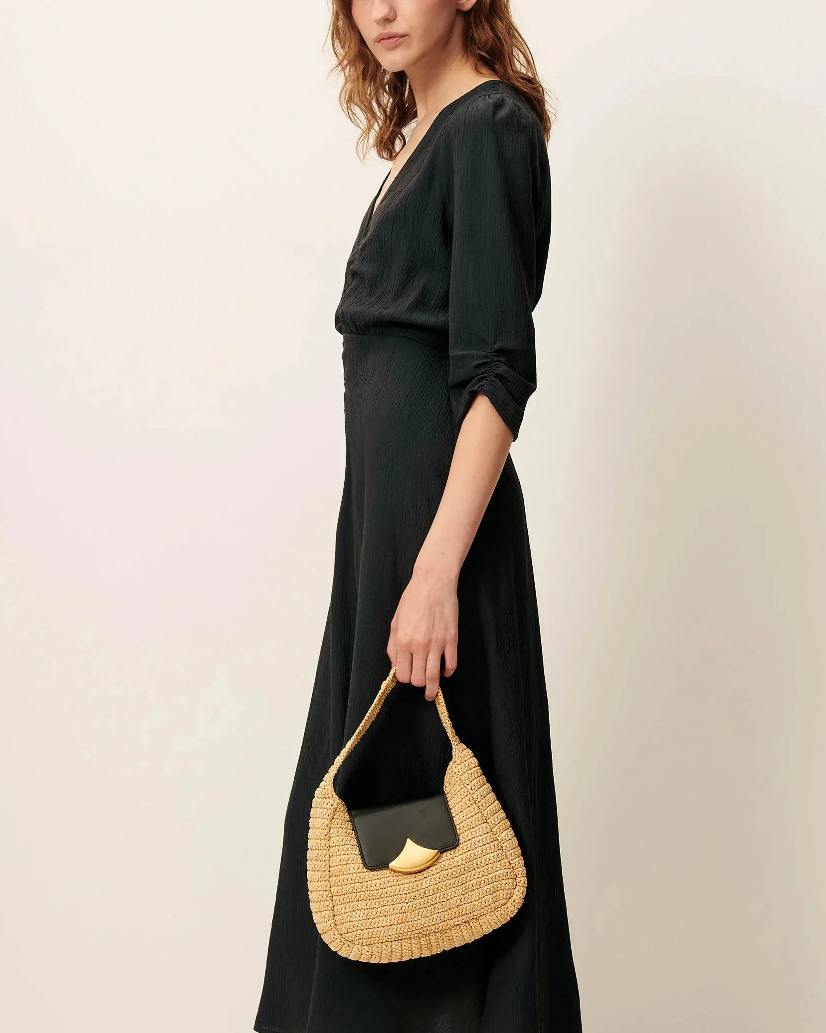 Sessun | Nylia Gathered Low Neck Dress - Smoke-Green - Image 4