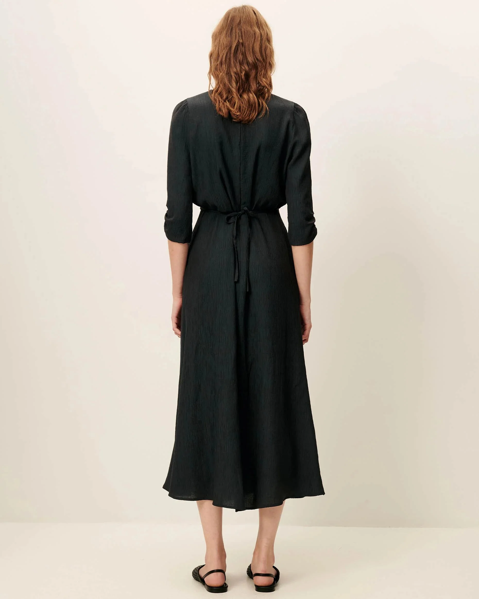 Sessun | Nylia Gathered Low Neck Dress - Smoke-Green - Image 7