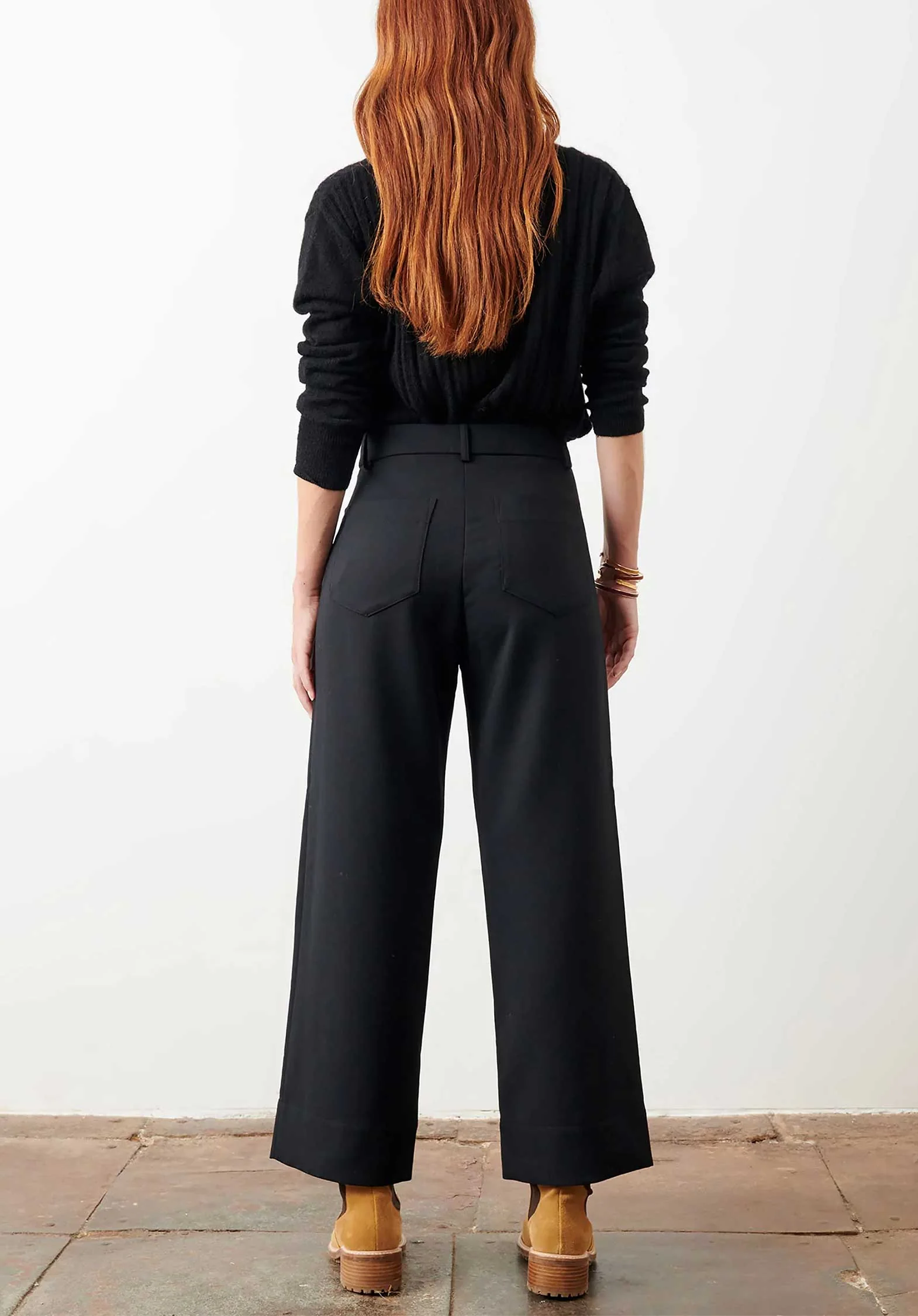 Sessun | Hudkin A-Line Trousers in Stretch Twill Black - Image 4