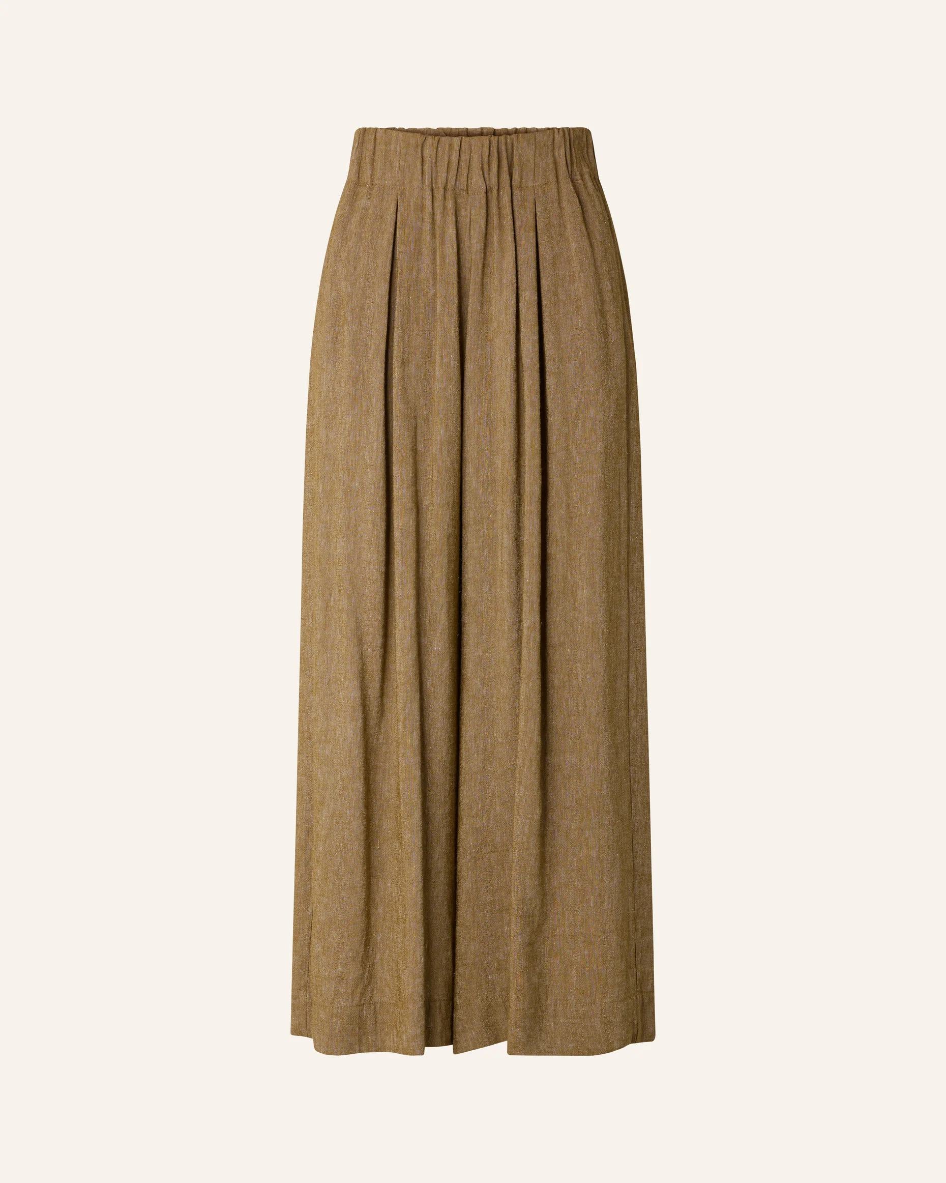 Women's Cropped Wide-Leg Elasticated Trousers in Lenzingecovero Viscose Pampa