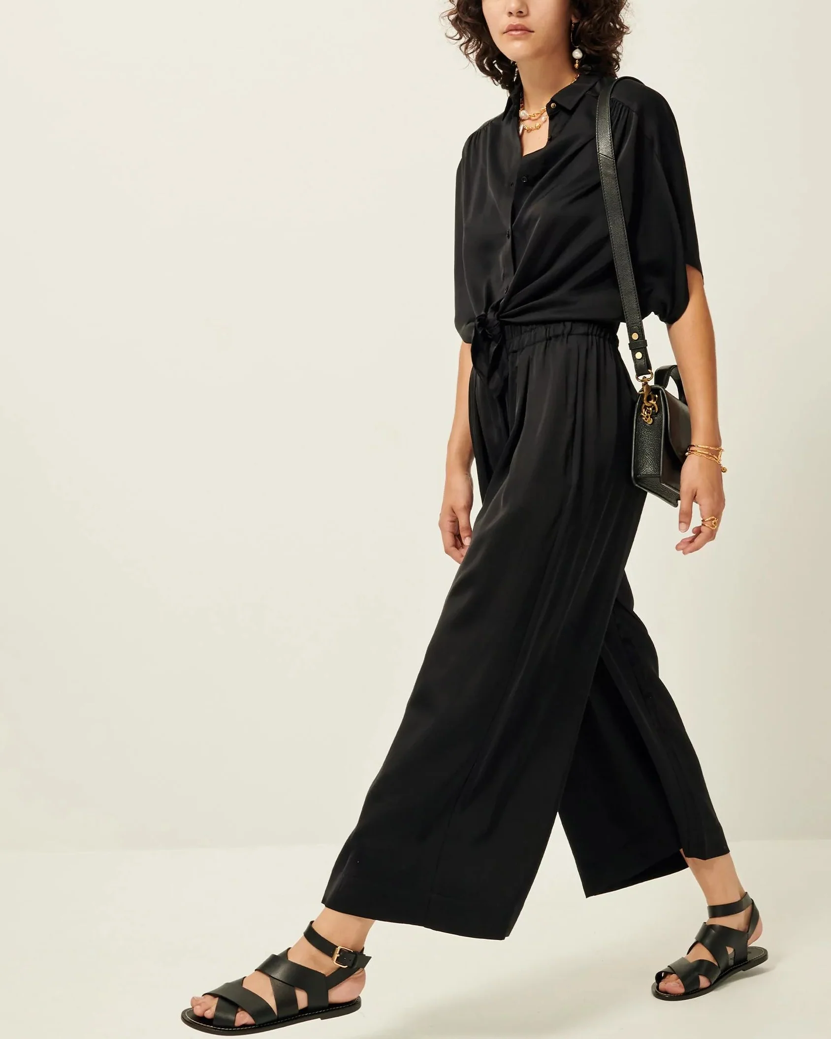 Sessun | Isla Night Pant - Fluid Viscose Satin Trousers Black - Image 3