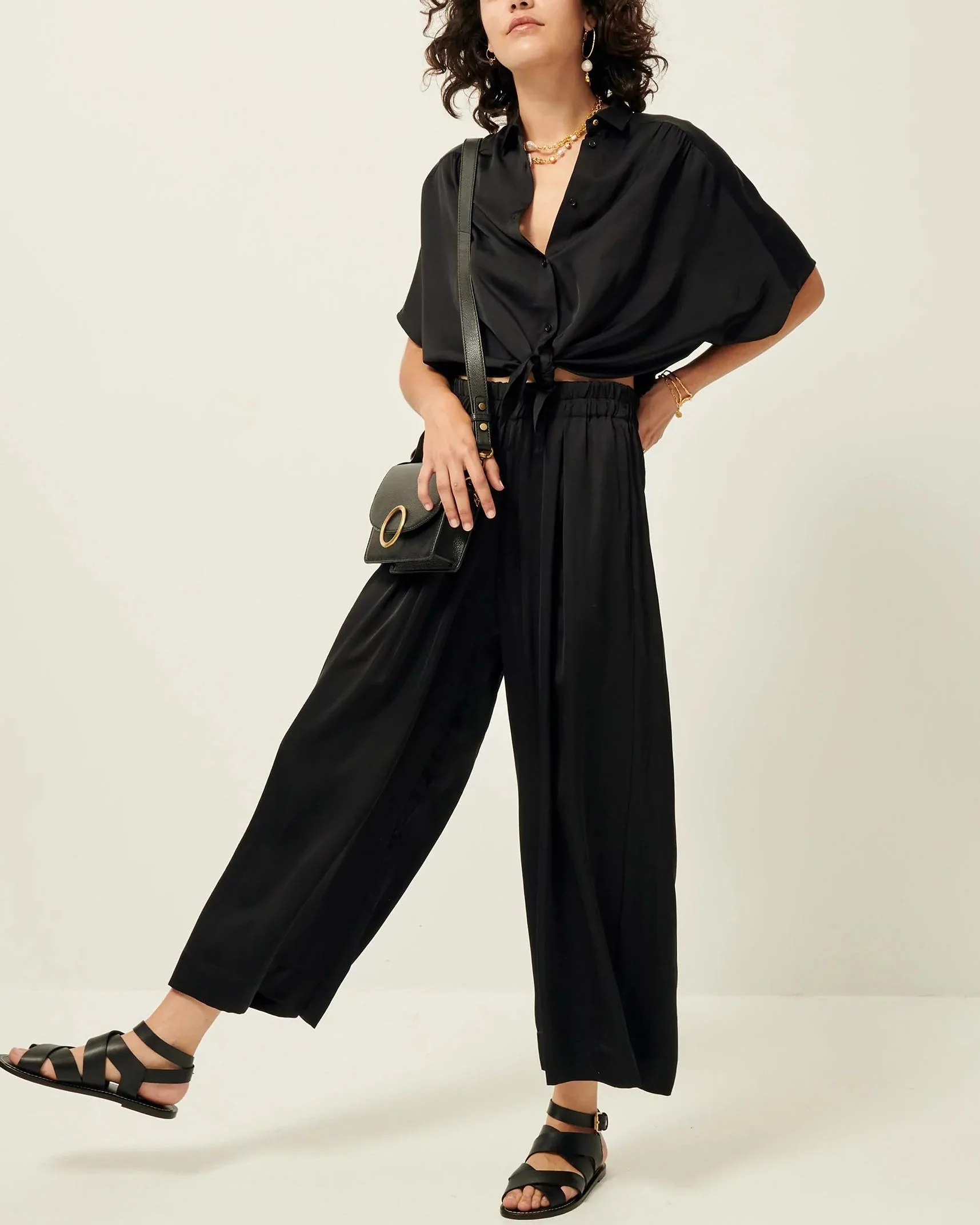 Sessun | Isla Night Pant - Fluid Viscose Satin Trousers Black - Image 4