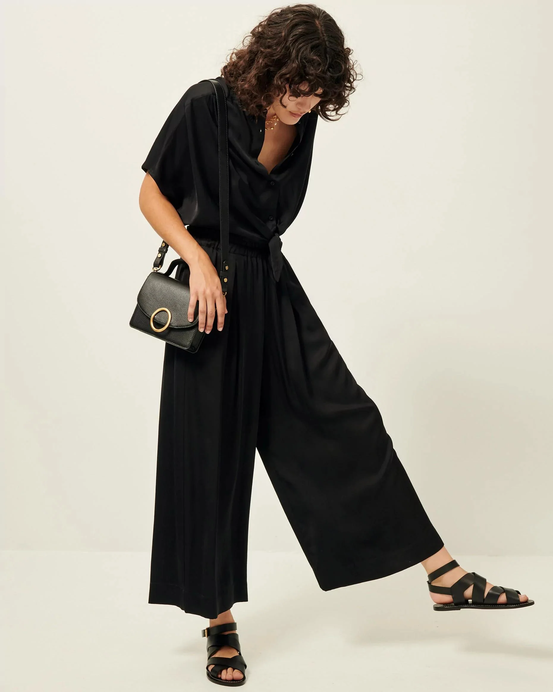 Sessun | Isla Night Pant - Fluid Viscose Satin Trousers Black - Image 5