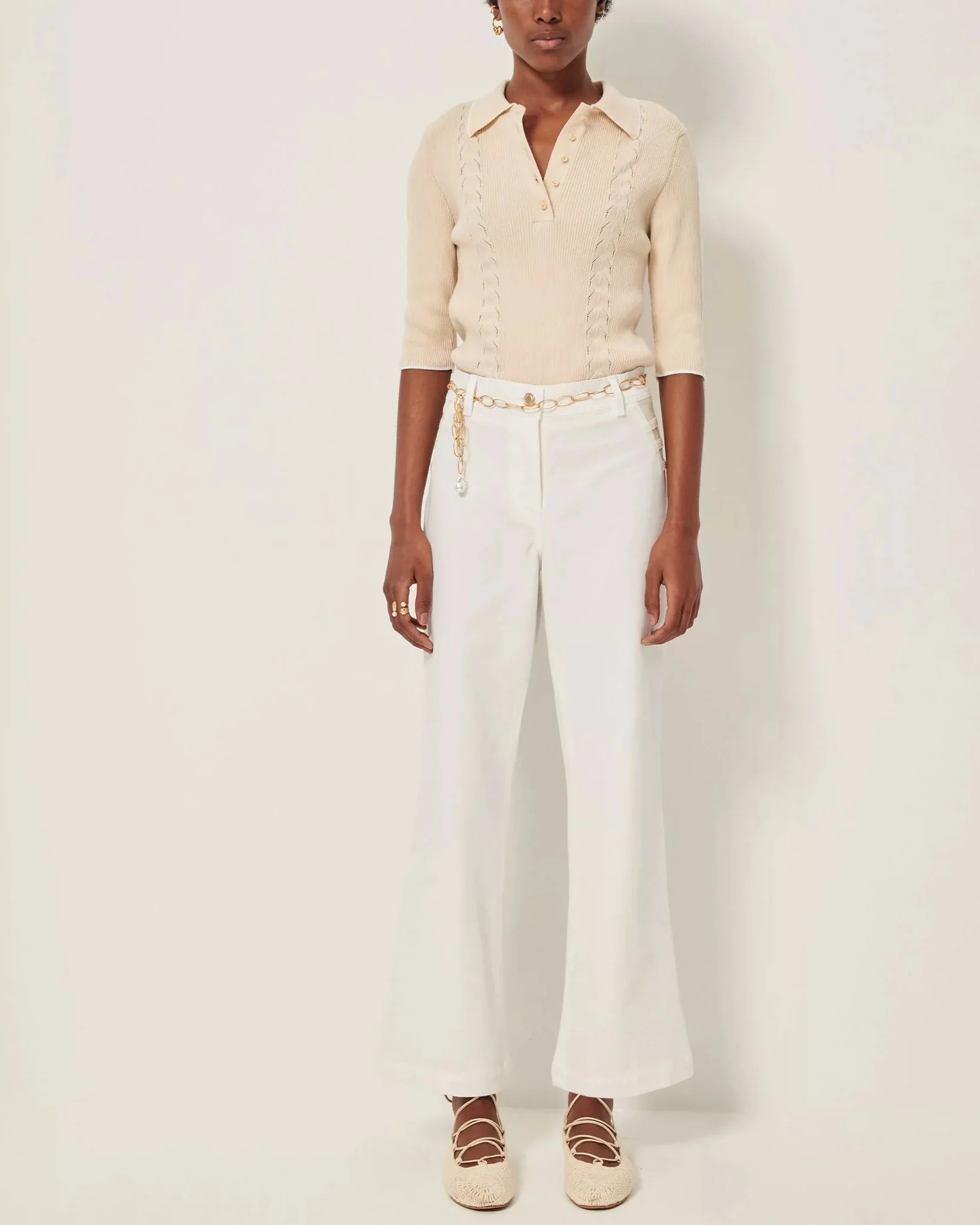 Sessun | Volta Cropped Flare Trousers Optical-White