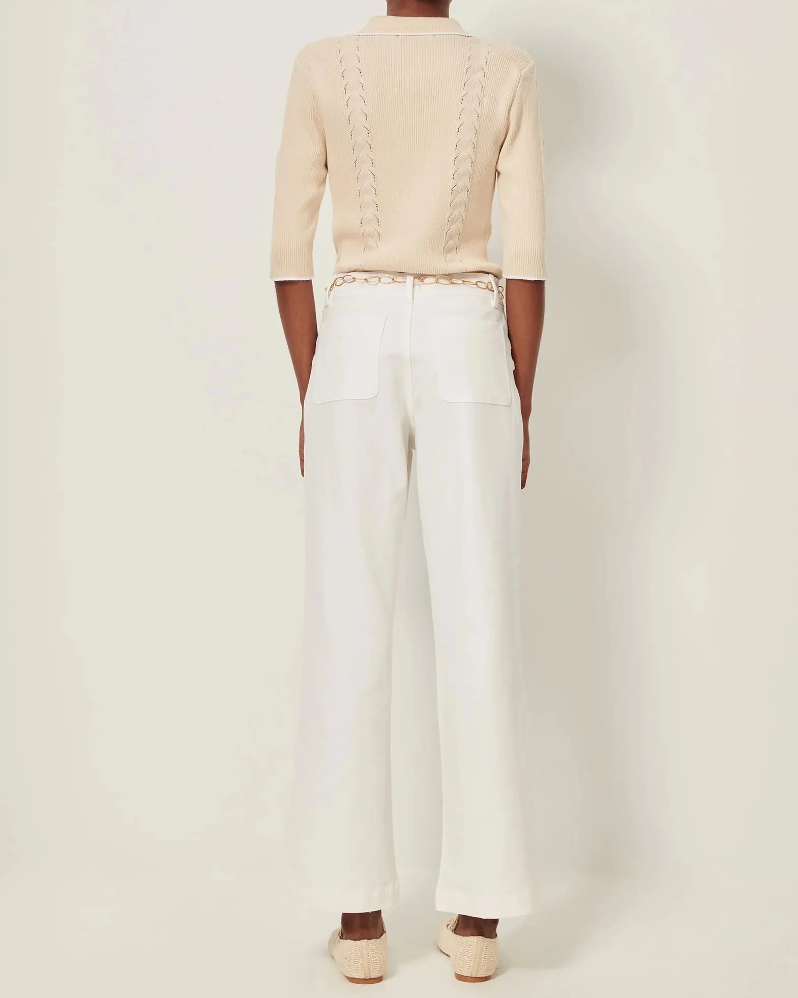 Sessun | Volta Cropped Flare Trousers Optical-White - Image 3