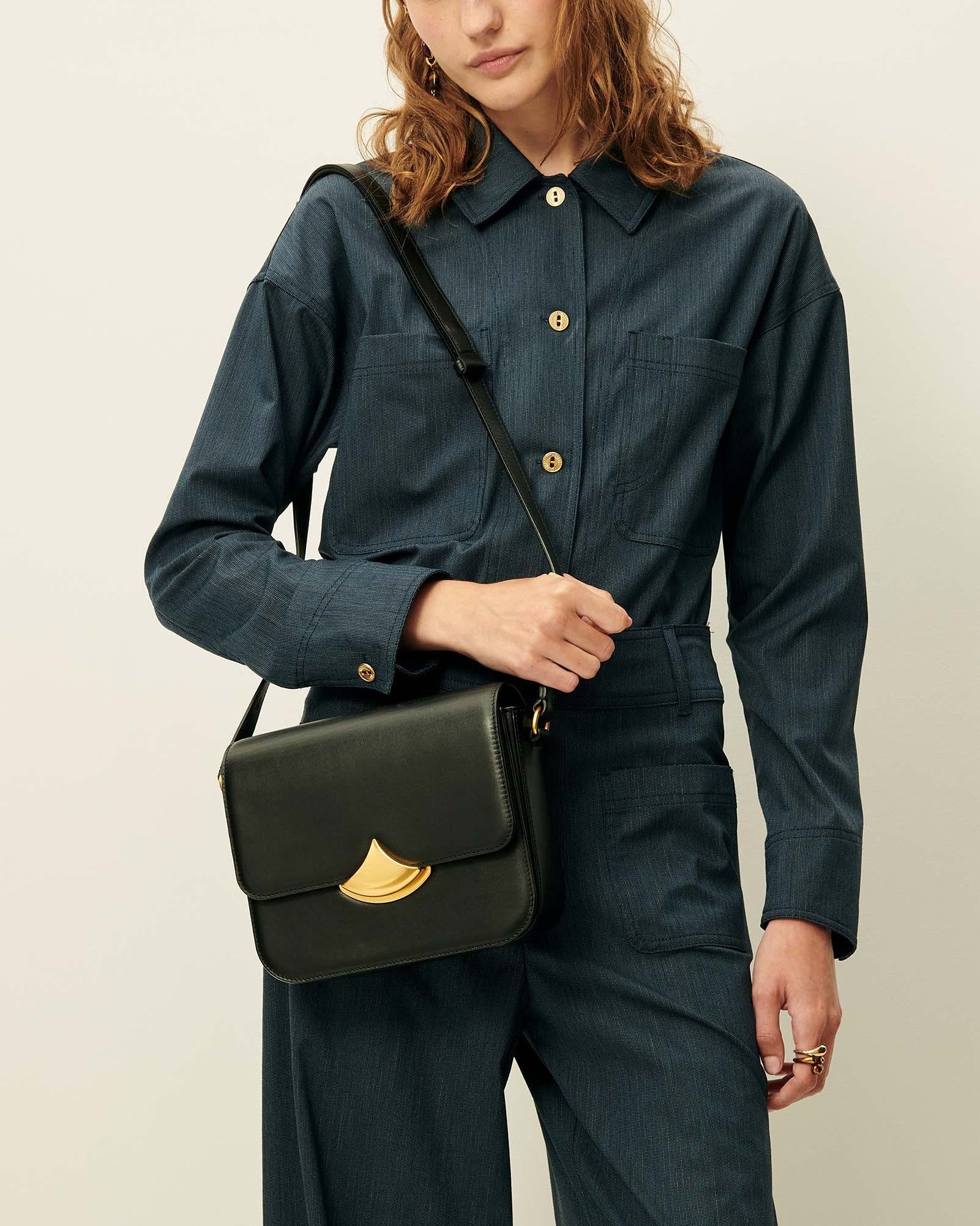 Unisex Overshirt Textured Slub-Yarn Cotton-Linen - Blue Worker-Blue - Image 2