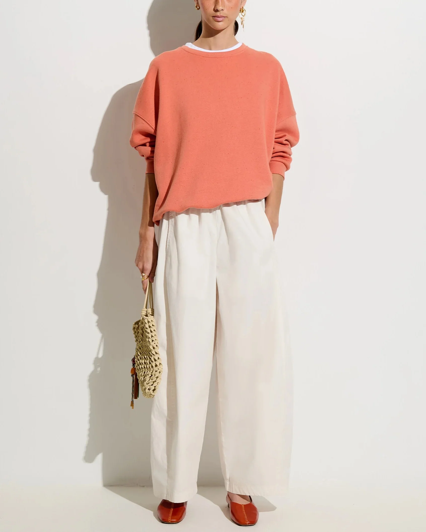 Sessun | Oversized Buttoned Fleece Sweatshirt - Guava - Image 2