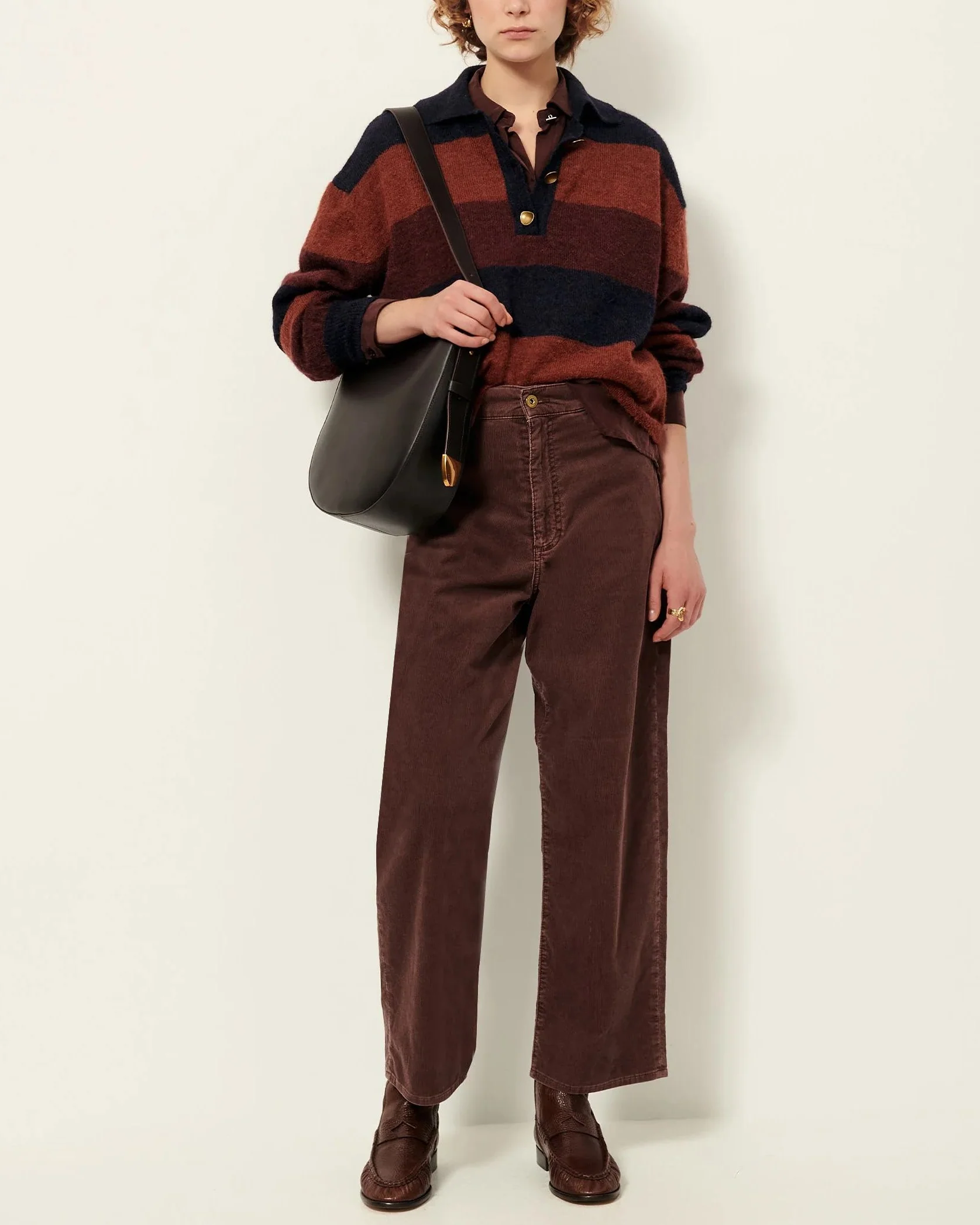 Sessun | Cobby Striped Polo Sweater - Alpaca Blend Knit Navyrust - Image 3