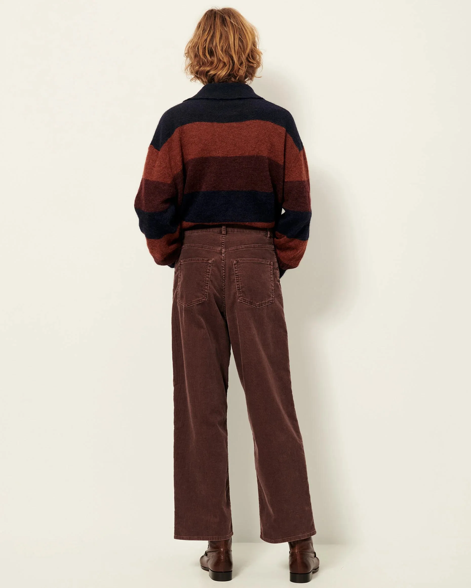 Sessun | Cobby Striped Polo Sweater - Alpaca Blend Knit Navyrust - Image 4