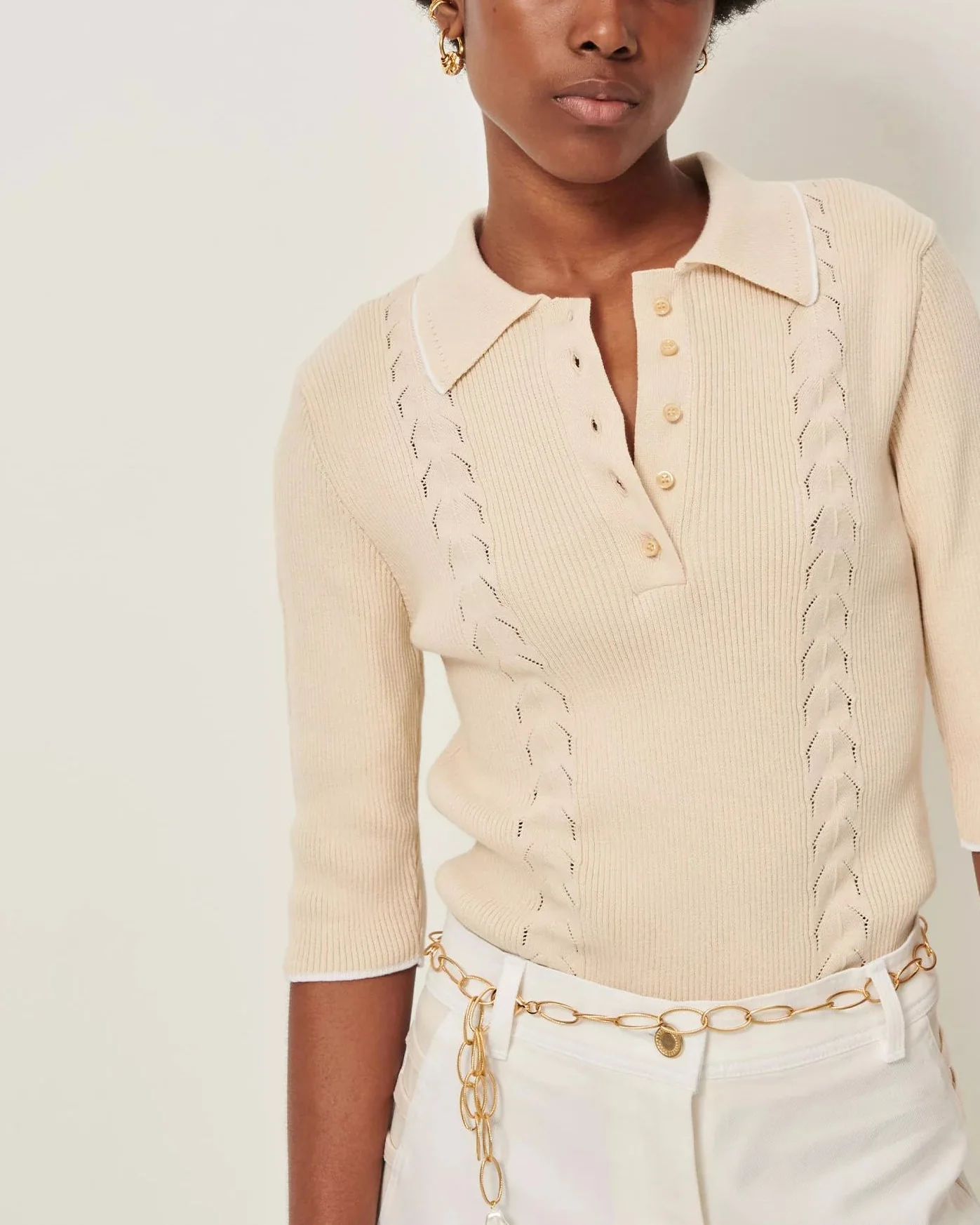 Sessun | Jodi Rib-Knit Sweatshirt - Organic Cotton Tapioca - Image 4