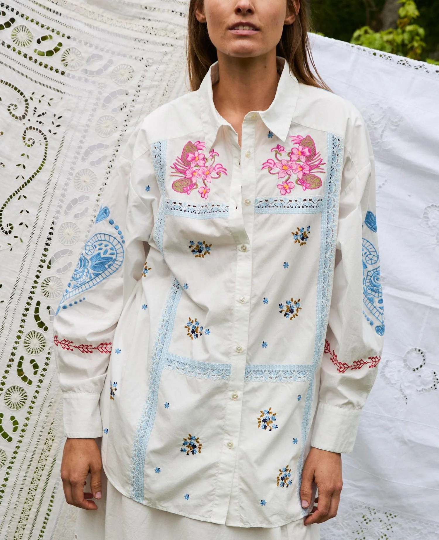 Sissel Edelbo | Camma Shirt - Embroidered Organic Cotton Snow-White - Image 3