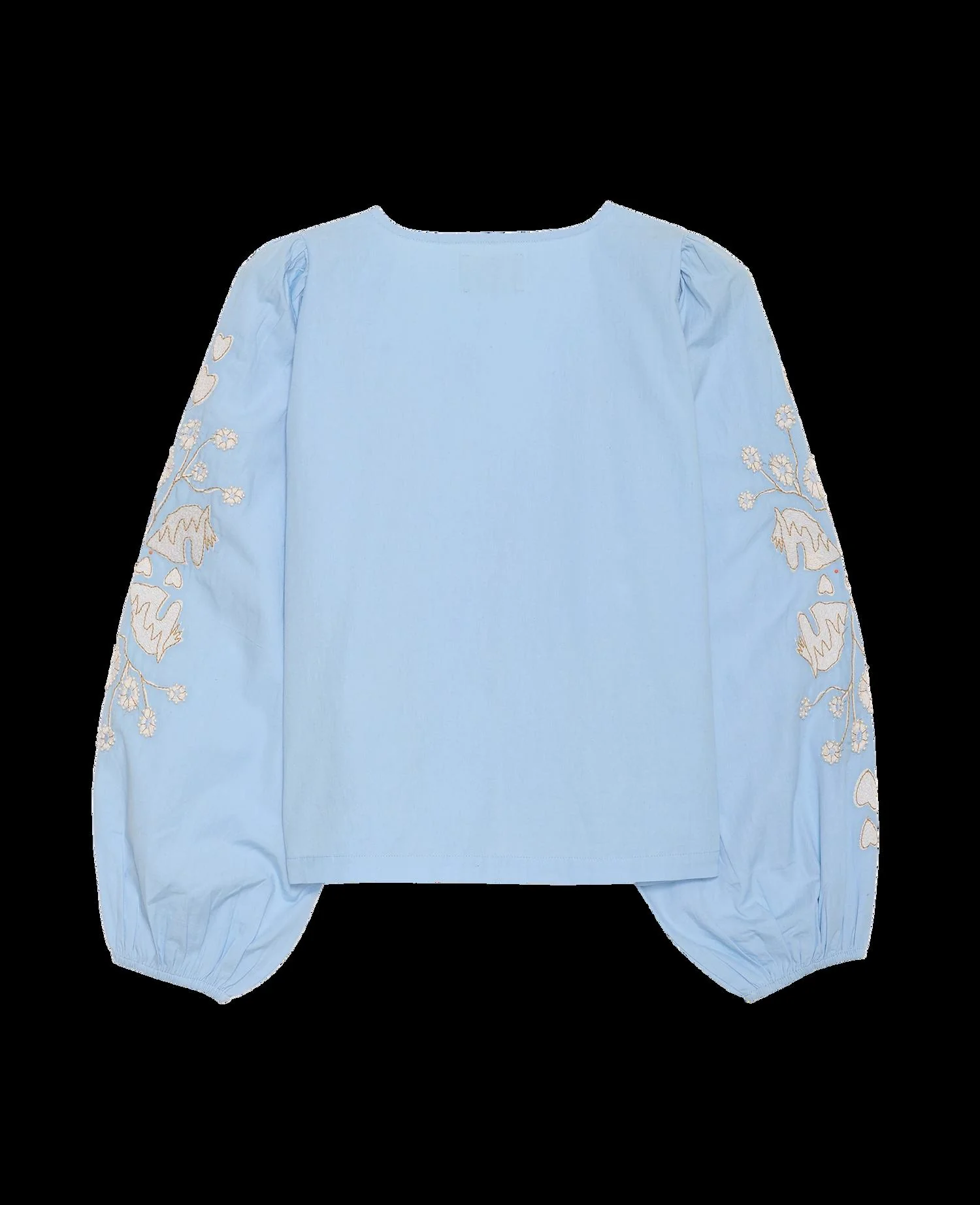 Sissel Edelbo Women's Maggan Top Organic Cotton Embroidered Blouse - Light-Blue - Image 6