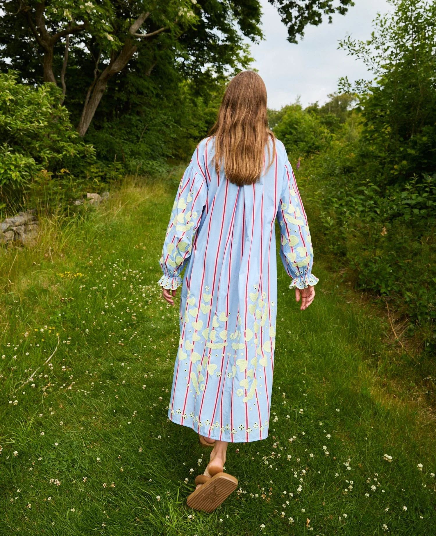 Sissel Edelbo Women's Elisabeth Dress 100% Organic Cotton Poplin - Bluebell-Stripes - Image 3