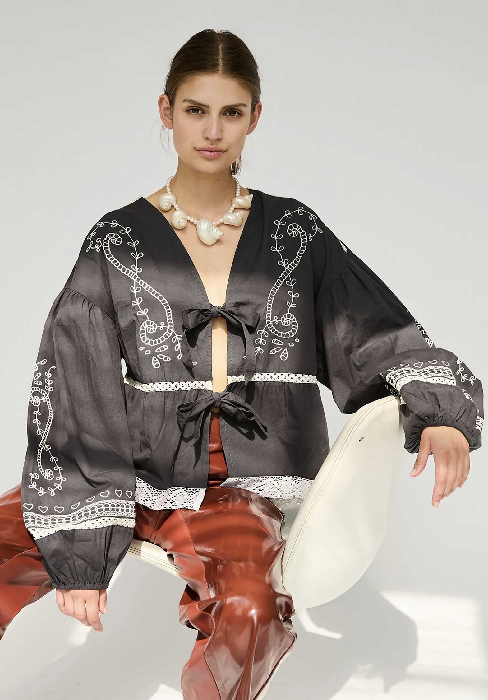 Sissel Edelbo | Lia Jacket-Top in Organic Cotton Asphalt - Image 6