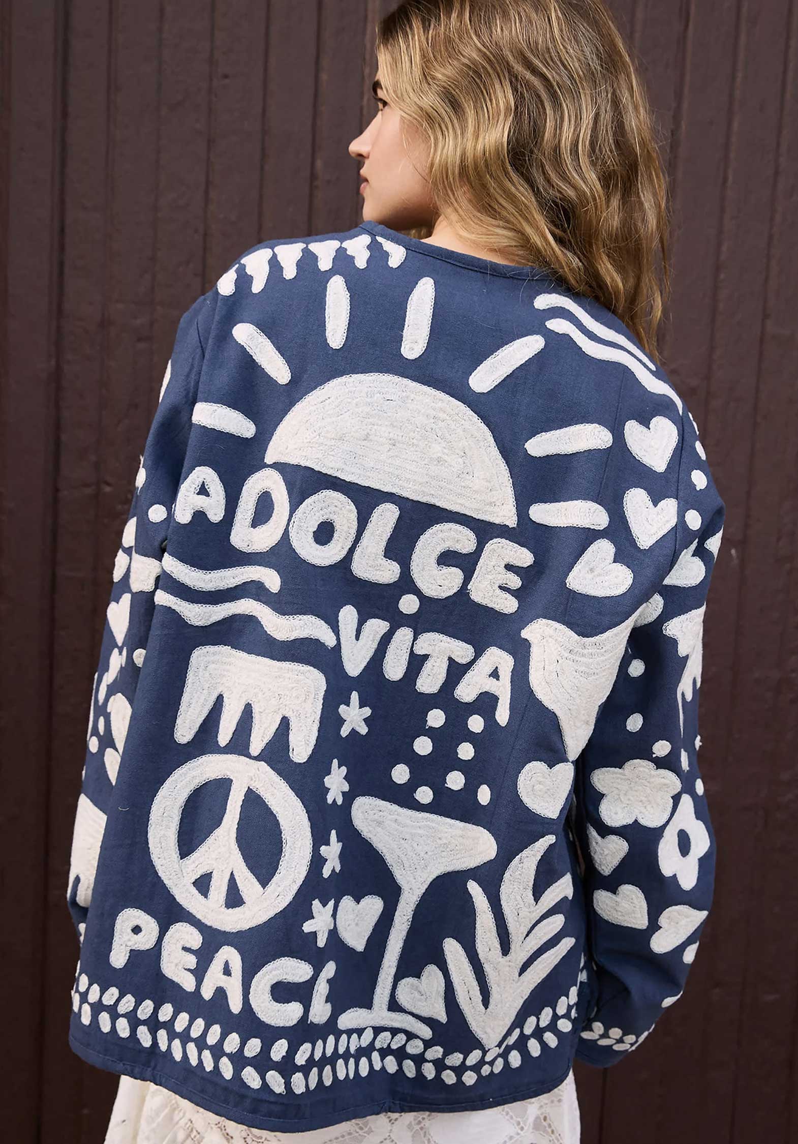 Sissel Edelbo | Maggie Suzani Embroidered Cotton Jacket - Navy Navy-Peace - Image 2