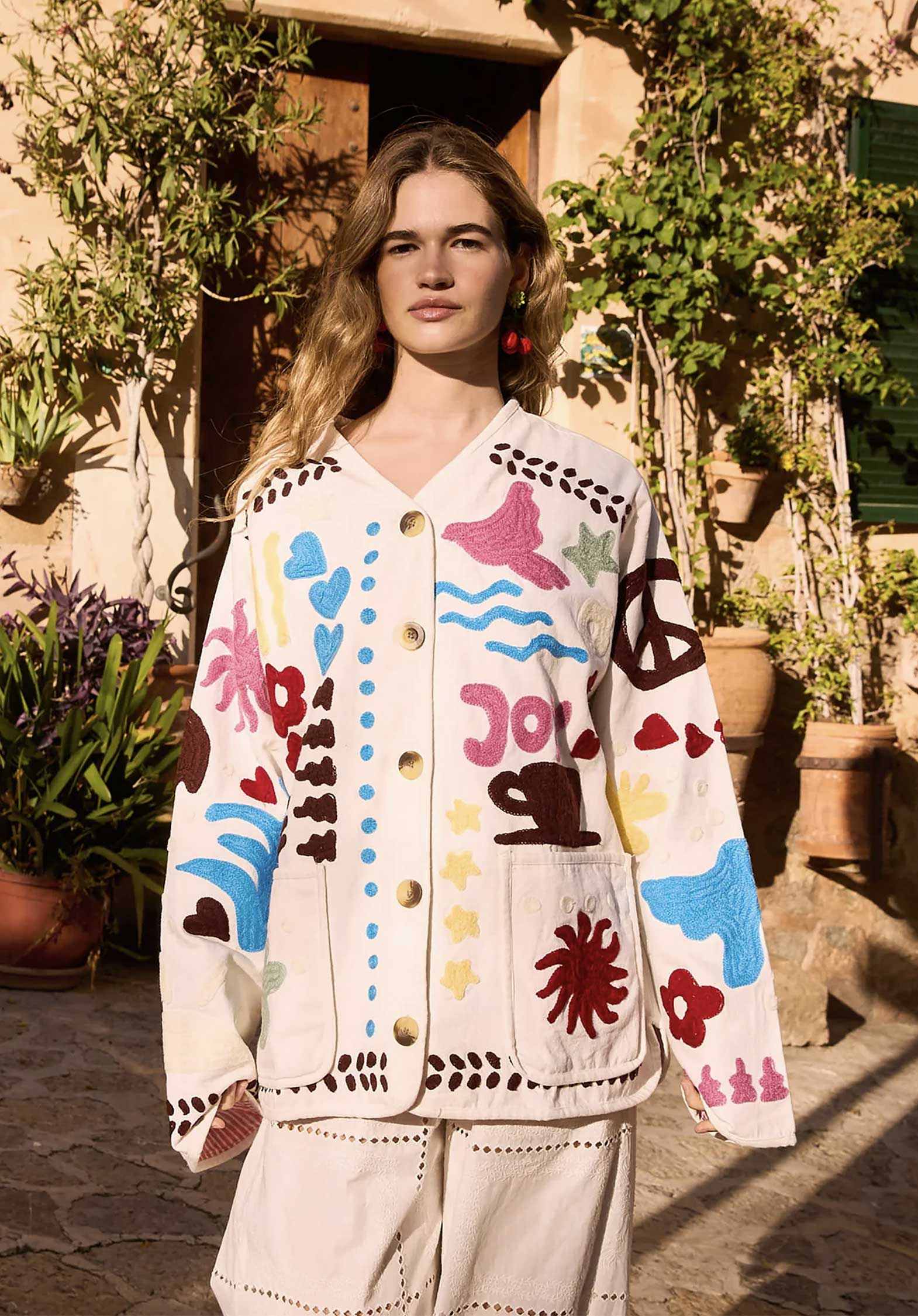 Sissel Edelbo | Maggie Suzani Embroidered Cotton Canvas Jacket Swan-Peace