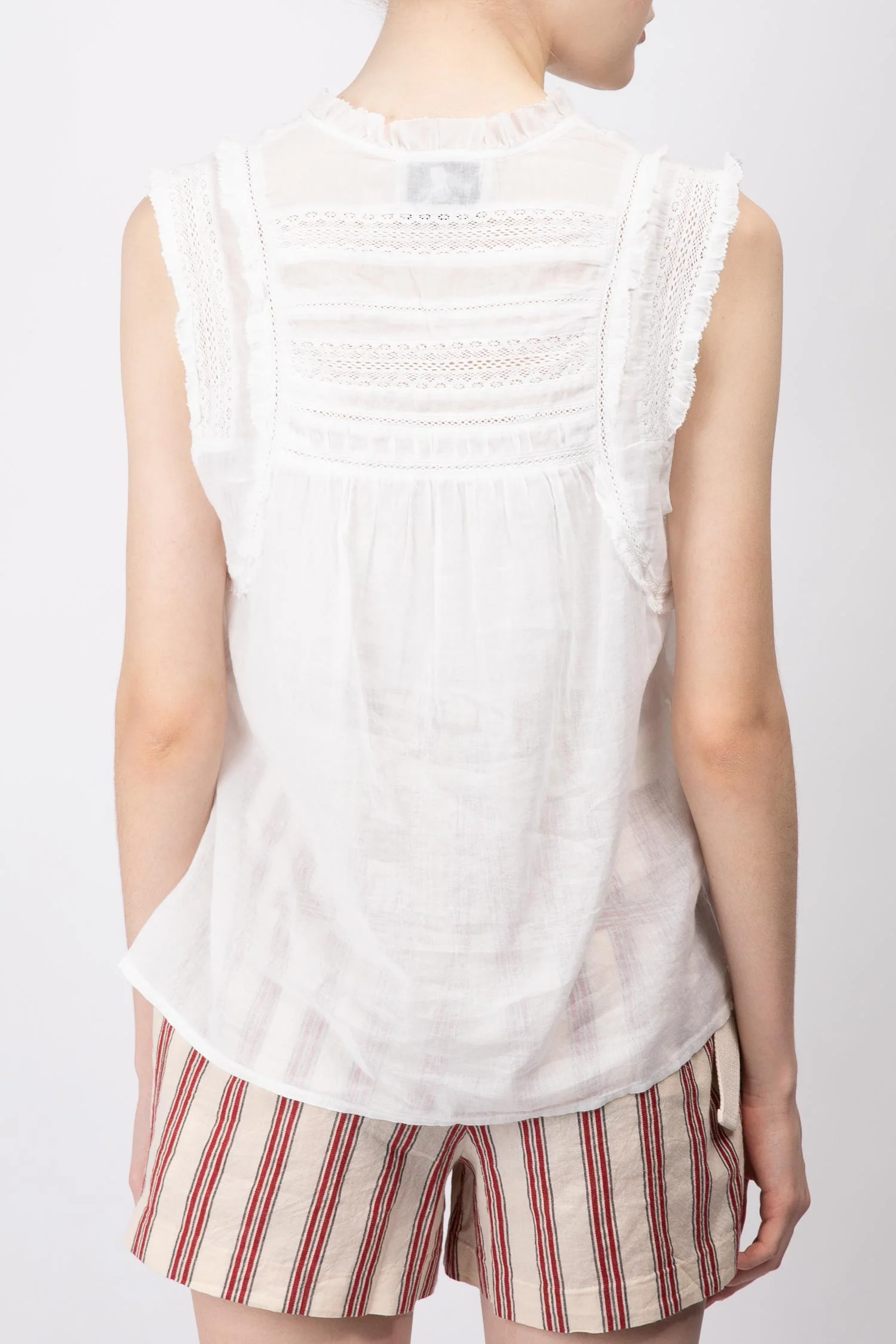 Berenice | Sleeveless Lace V-Neck Top - Black - Image 3