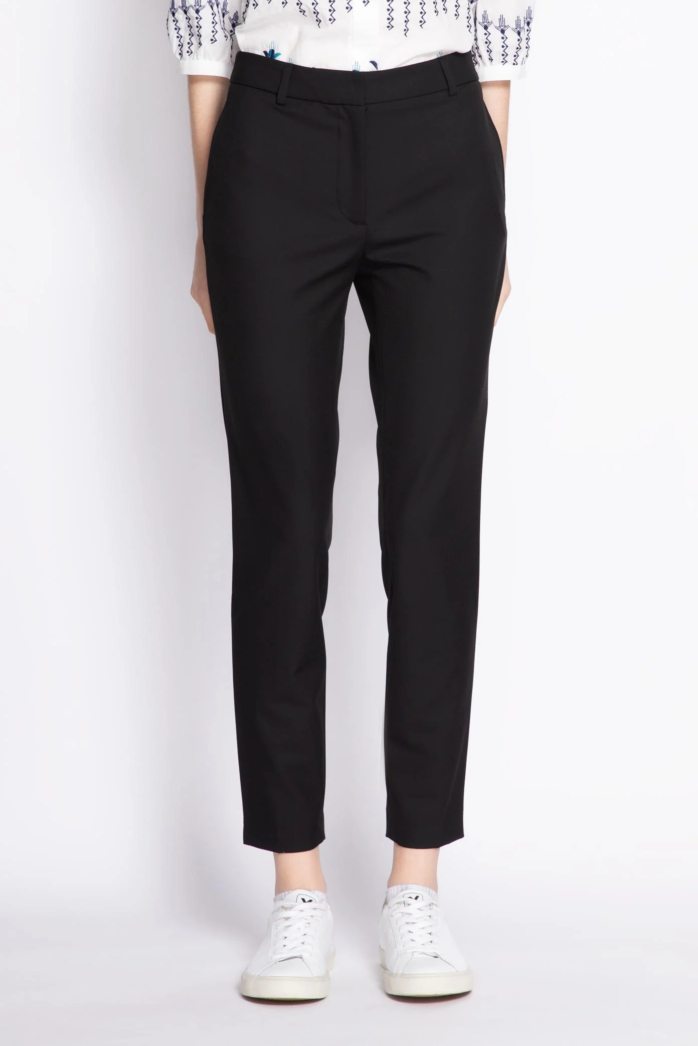 Paul and Joe Sister | Slim Fit Trousers with Buttoned Waist Tabs - Blue - Image 3
